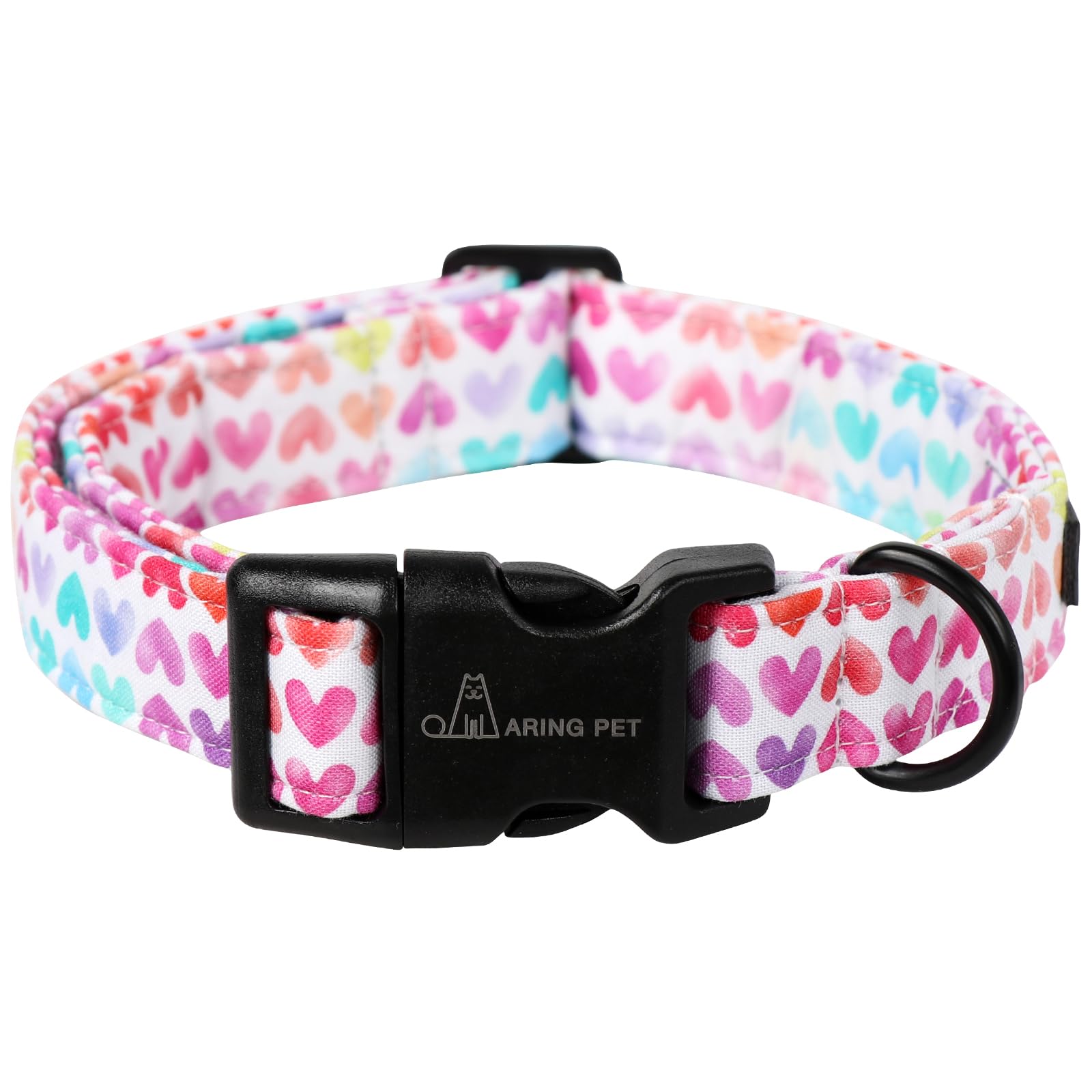 Aring Pet Valentine'S Day Dog Collar-Cute Cotton Heart Dog Collars, Adjustable Valentine Heart Pet Collars Girl Puppy Collar Wit