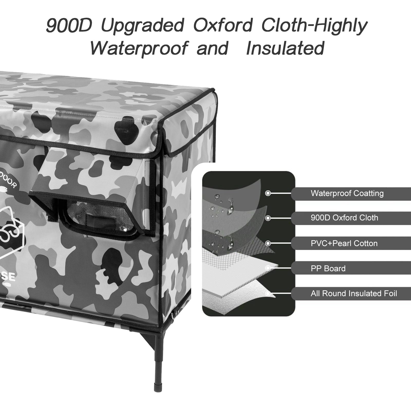 Cat House Outdoor, Elevated Feral Cat Shelter Weatherproof With Escape Door,Outside Waterproof Insulated Strayed Cat House For W