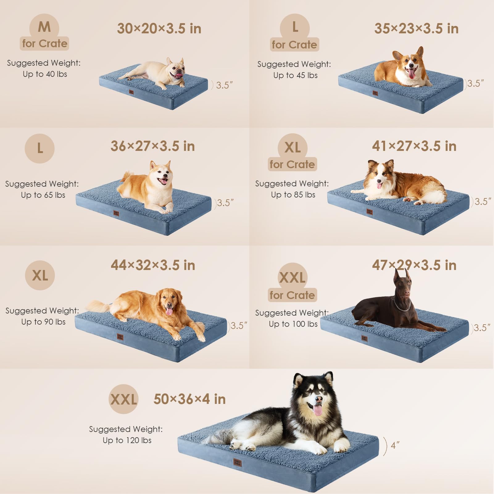 Eheyciga Washable Jumbo Dog Beds For Giant Dogs, Xxl Dog Bed With Removable Cover For Crate, Orthopedic Foam Dog Beds For Jumbo Dogs, Spa Blue