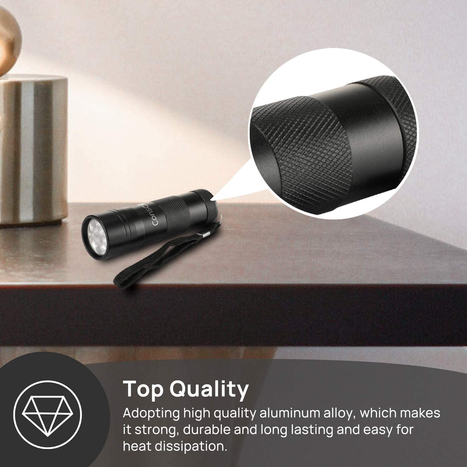 Uv Flashlight Black Light, Consciot 12 Led 395Nm Ultraviolet Blacklight, Portable Mini Torch Light Pet Urine Detector For Dog/Cat Urine, Dry Stains, Bed Bug, Matching With Pet Odor Eliminator