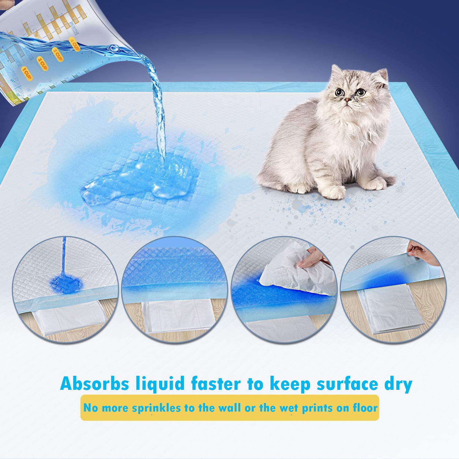 Dog and Puppy Pee Pads 50-Count Disposable Pet Pad 28x34 inch X-Large Waterproof Pet Training Pad Dog Pee Pads Maximum Absorptio