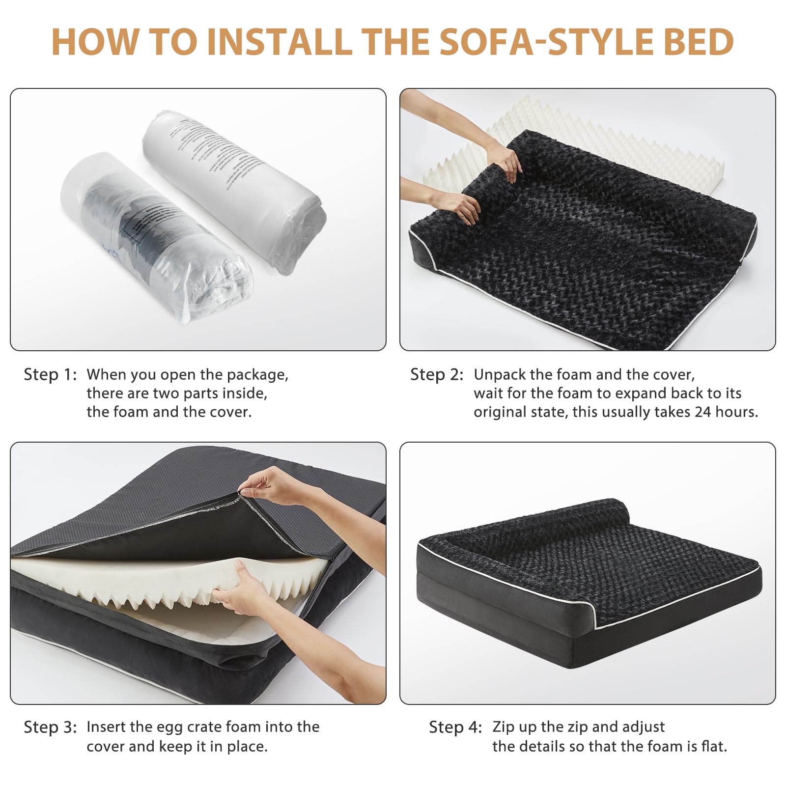 Bfpethome Orthopedic Dog Beds For Large Dogs-Waterproof Sofa Pet Bed With Removable Washable Cover, Big Dog Bed With Waterproof