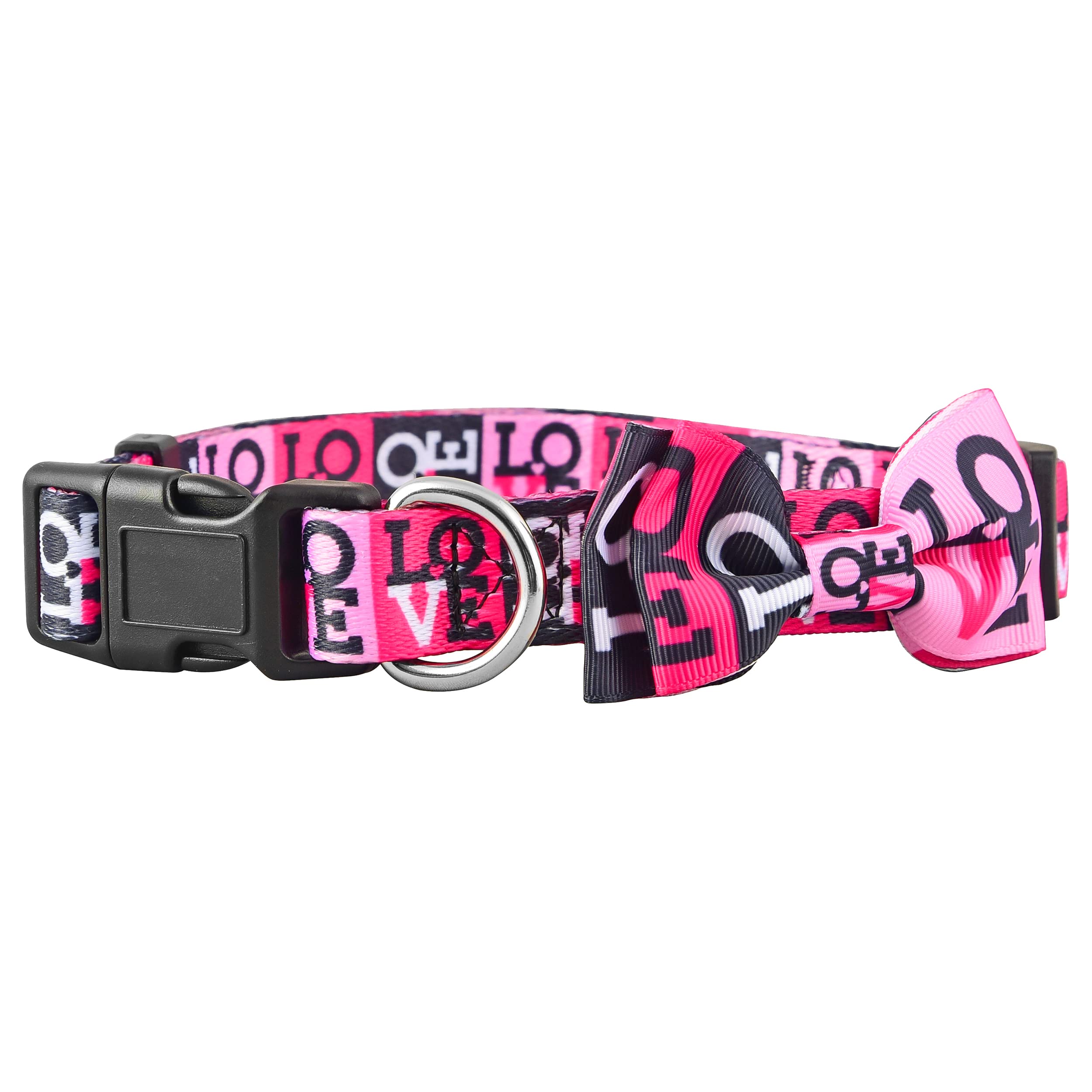 Valentine Dog Collar With Bowtie, Heart Bow Tie, Valentine'S For Large, Medium And Small Dogs (Large, Valentine'S Love)