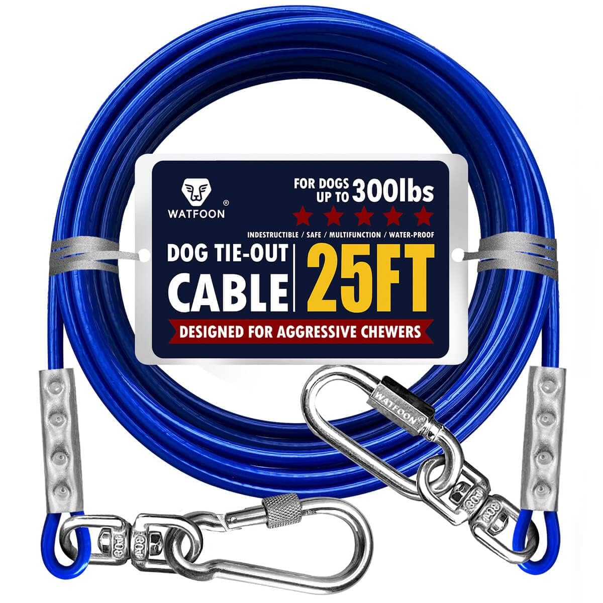 Tie Out Cable For Dogs Up To 300Lbs,100Ft 150Ft 200Ft Extra Strong 1000Lbs Break Strength Tie-Out Tether Trolley Training Lead,D