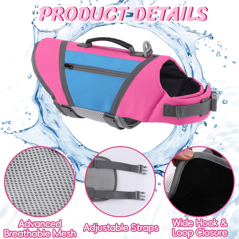 Emust Dog Life Jackets, Durable Pet Life Jackets For Swimming, Boating With High Visibility, Stylish Dog Swimsuit With D-Ring Fo