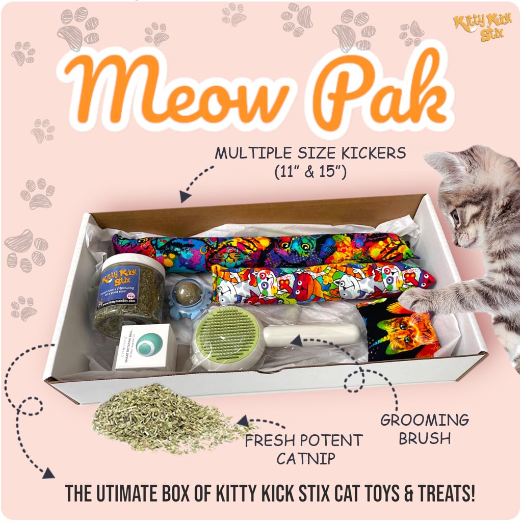 Kitty Kick Stix Catnip Kicker Toy (Plush Crinkle Kickers (3 Pack), Handmade In Usa By Cat Lovers, Interactive Natural Cat & Kitt