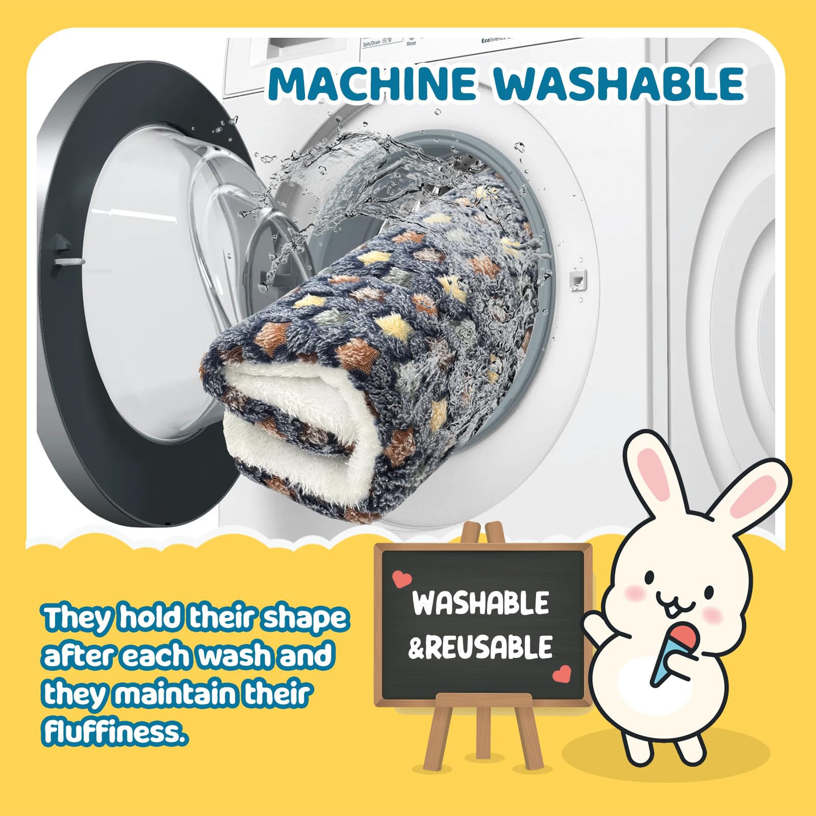 ARCTIC EAGLE 2 Pack Bunny Bed - 14 x 17.3 Inch Rabbit Pee Pads Bedding - Washable and Thickness Upgrade (Dark Blue,XL)