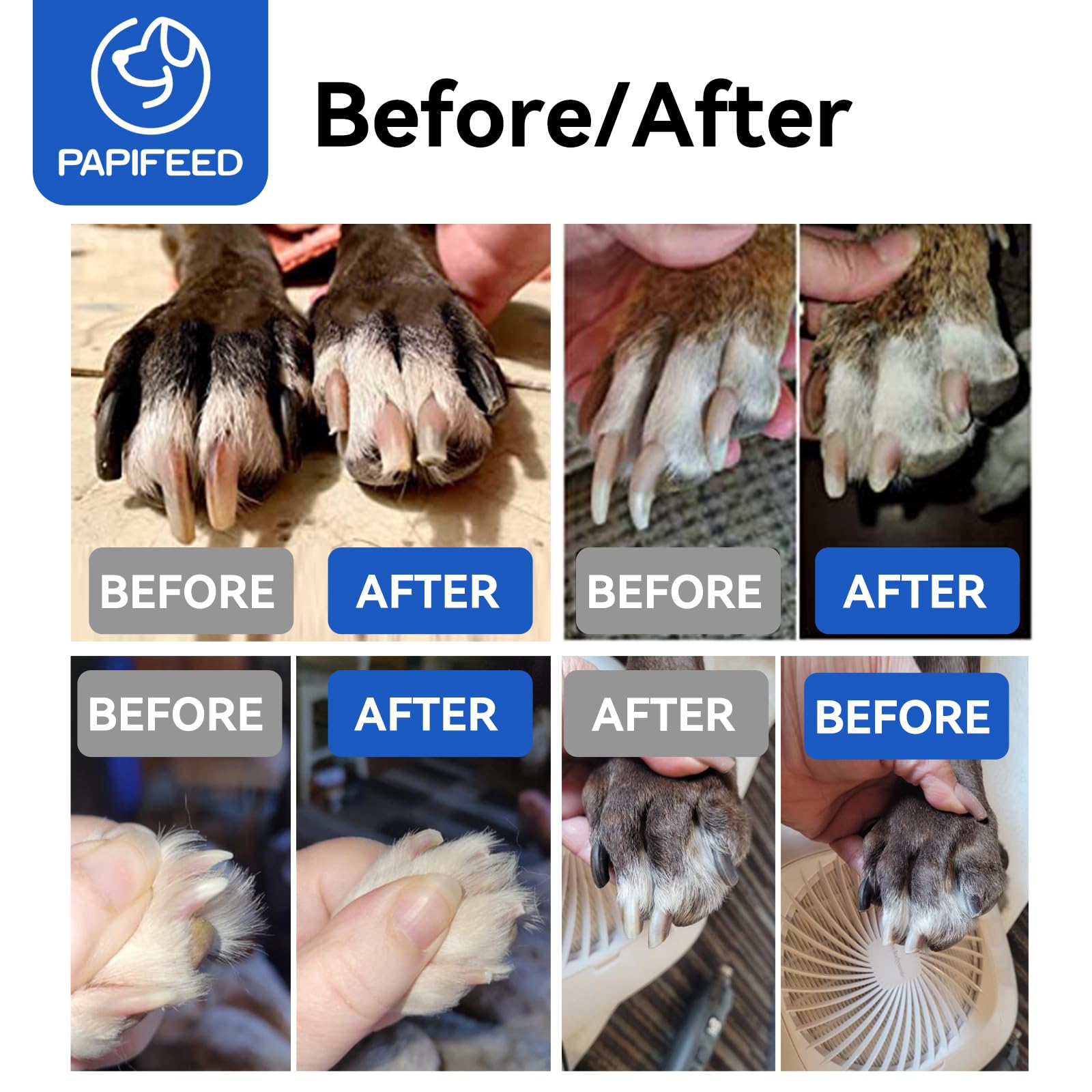 Papifeed Dog Nail Grinder Professional Pets, 3-Speed Electric Quiet Dog Nail Grinder, Rechargeable Dog Nail Trimmers - With 2 Le