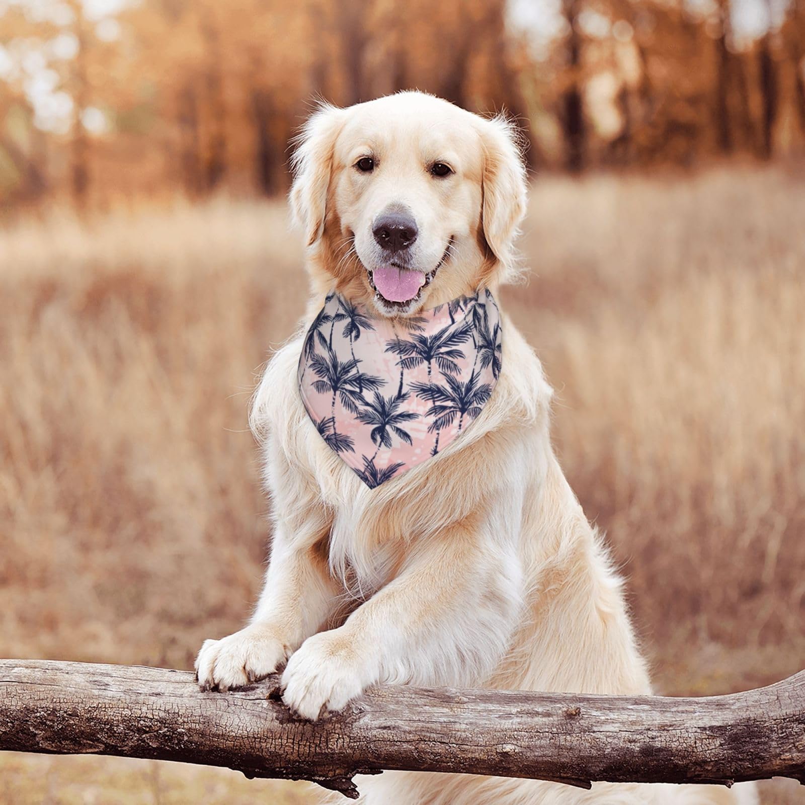 Tropics Palm Trees Summer Beach Pink Dog Bandana Scarf Triangle Bibs Pet Accessories Cat Kerchief