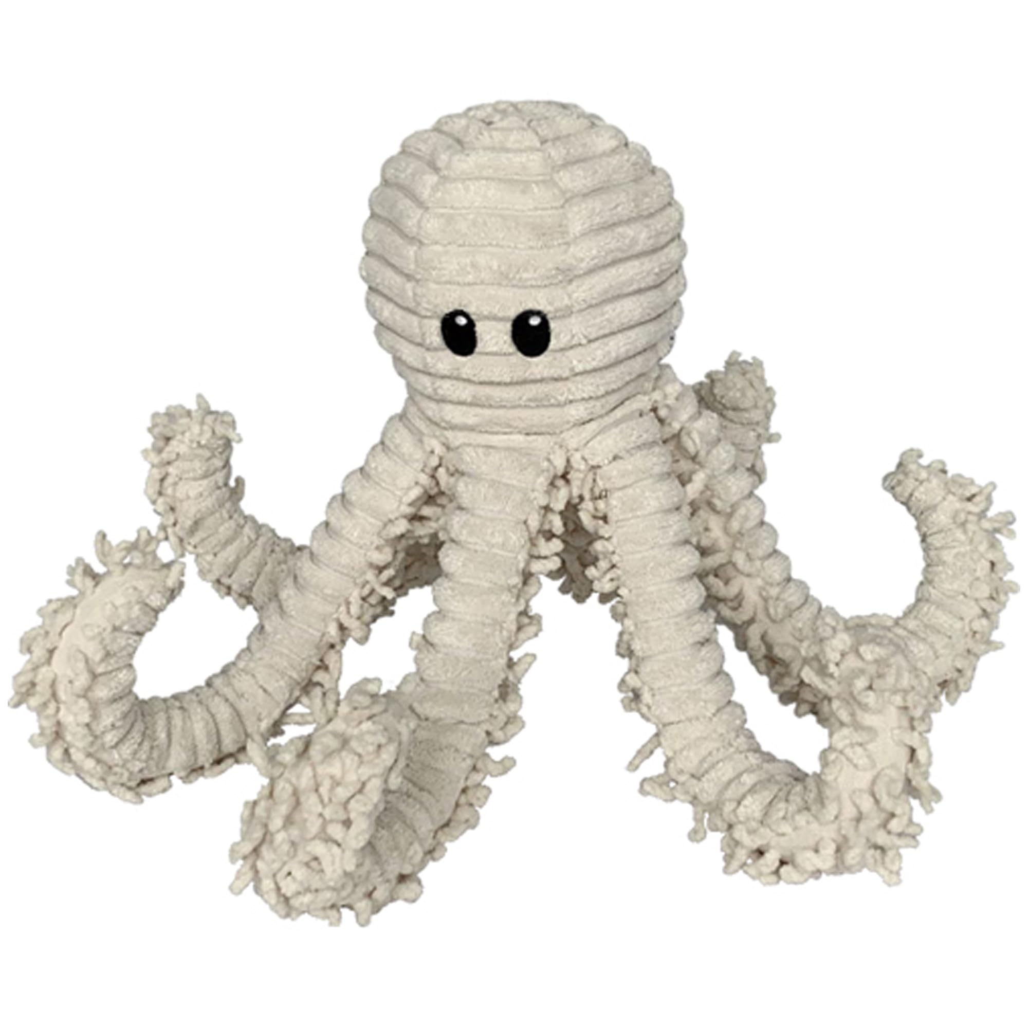 Petlou Durable Natural Nubby Plush Dog Toys With Squeaker And Crinkle Paper In Multi-Size (Natural Octopus - L, 18 Inch), All Breed Sizes