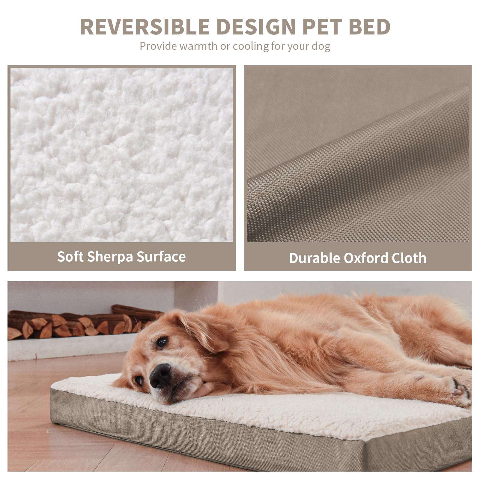 Tail Stories Orthopedic Dog Bed for Extra Large Dogs, XL Waterproof Comfort Pet Bed for Large Sized Dog, Egg Crate Foam Pet Bed