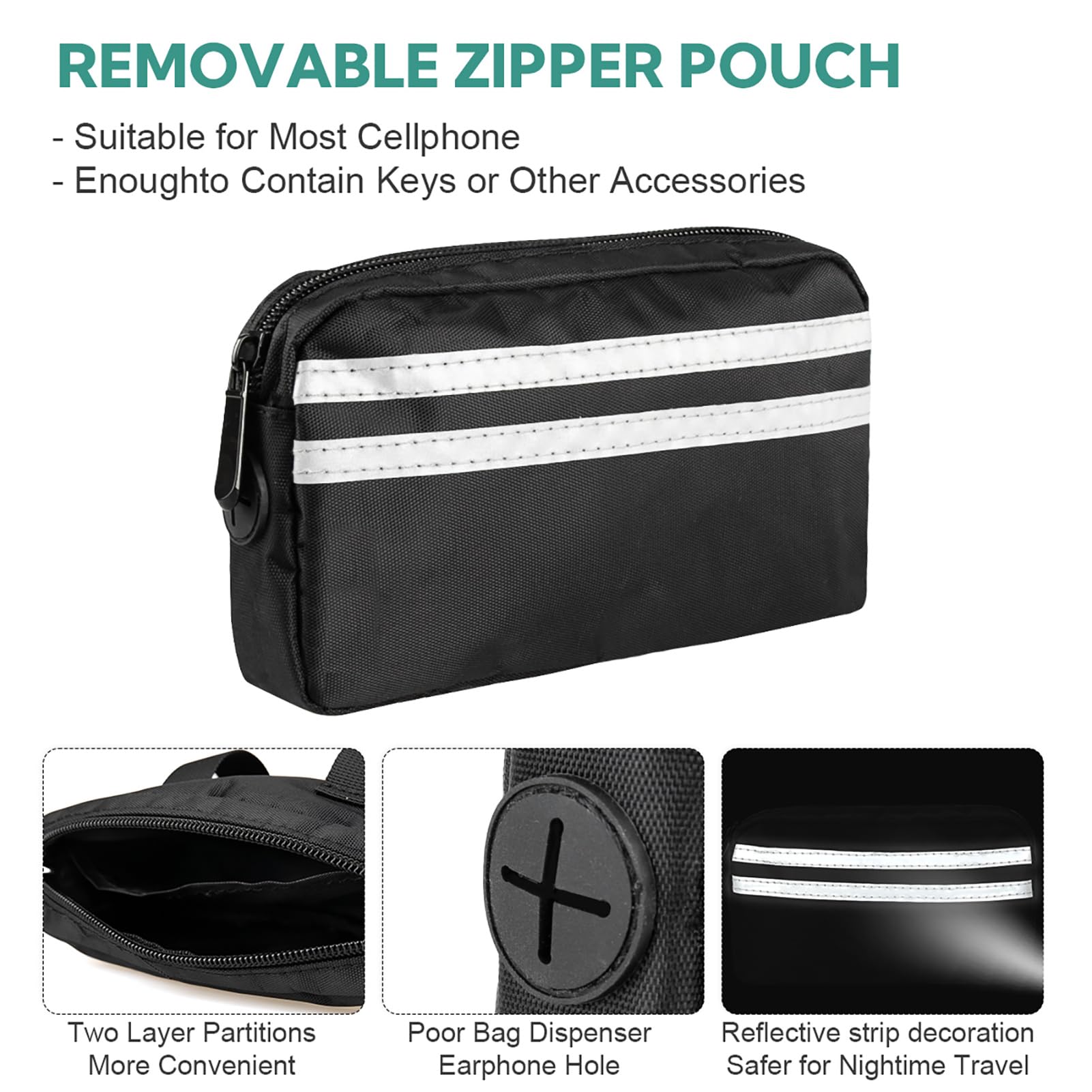 Yicostar Hands Free Dog Leash, Retractable Bungee With Double Padded Handles, Waist Leash For Dog Walking, Heavy Duty For Large