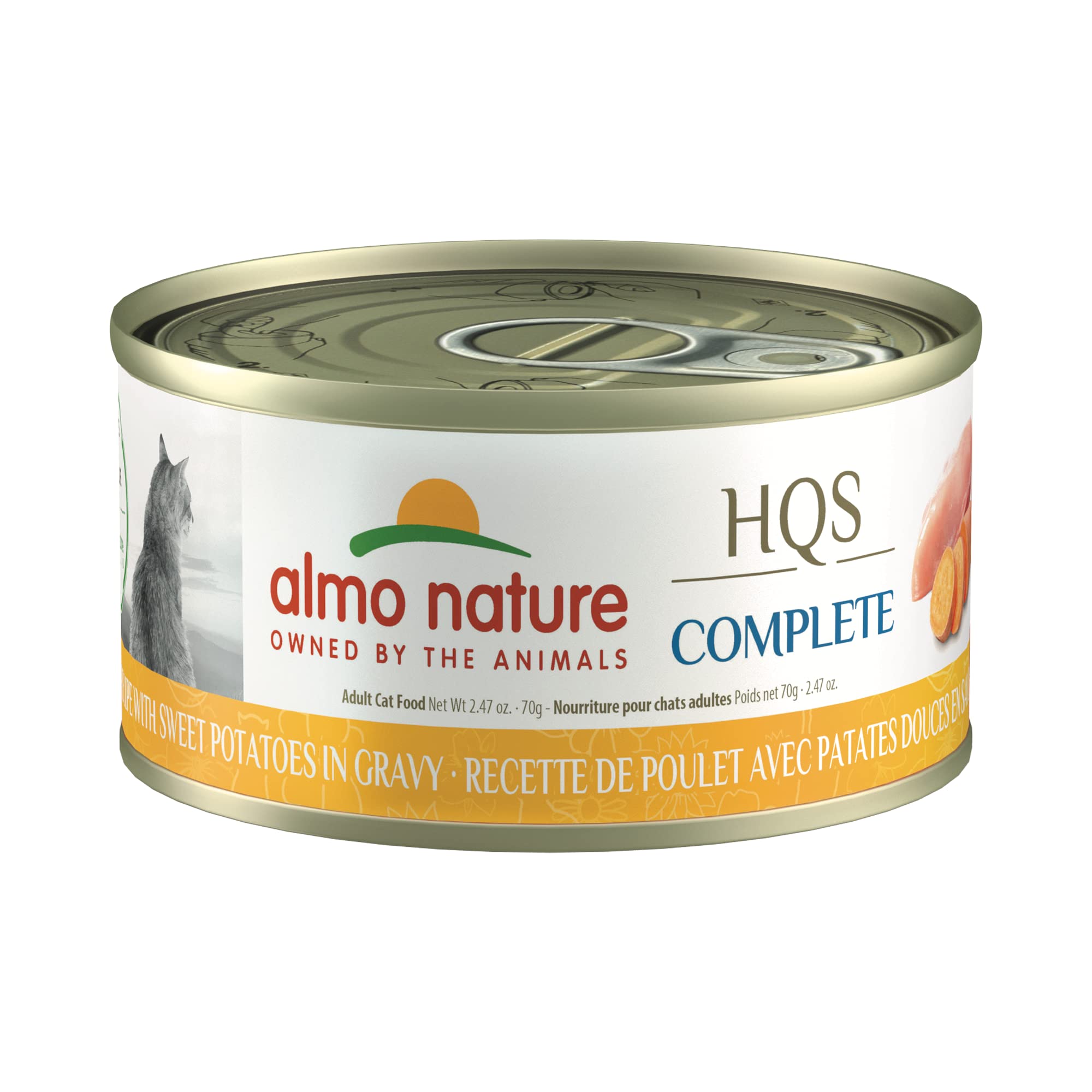 almo nature HQS Complete CAT Wet Cat Food Chicken Recipe with Sweet Potatoes in Gravy - Grain-Free Cat Food Canned, 2.47 oz (Pac