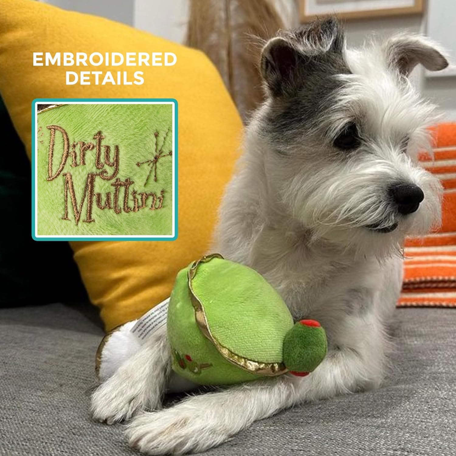 Haute Diggity Dog Dirty Muttini, Plush Designer Dog Toys With Interactive Squeaker, Stimulating Pet Enrichment, Machine-Washable