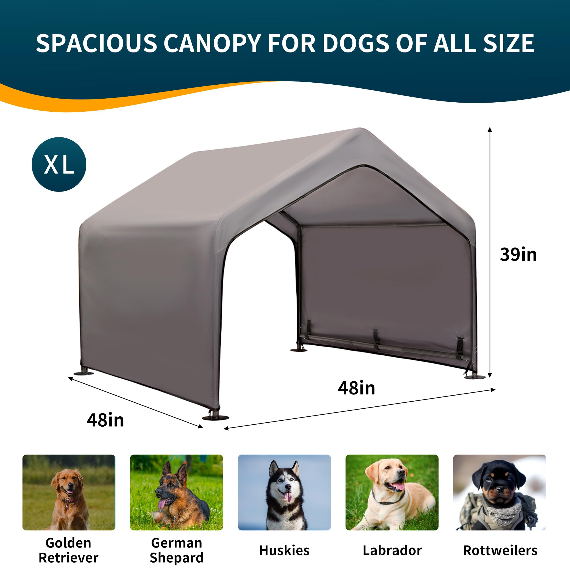 Newbro Dog Tent Outdoor, Extra Large Dog House Outside, Big Dog Shade Shelter Waterproof Weatherproof Doghouse Canopy With Groun