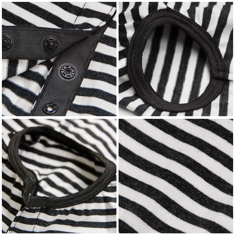 Dog’S Recovery Suit Post Surgery Shirt For Puppy, Wound Protective Clothes For Little Animals(Black White Stripe-L)