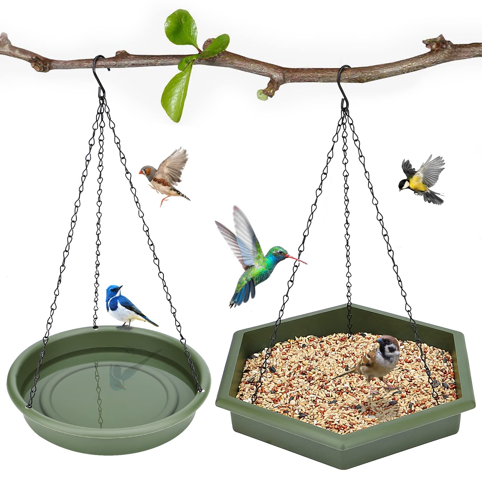 Hanging Bird Bath,Bird Bath  Bird Feeder, 2 in 1 XL Hanging Bird Feeder & Bird Bath for Outside, Hanging Bird Baths for Outdoor