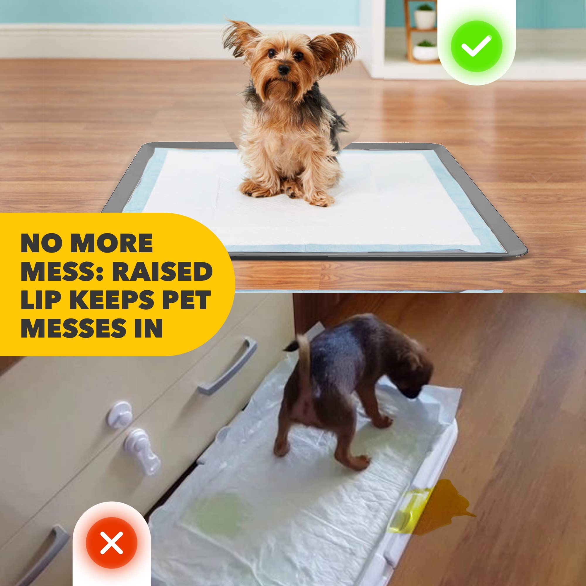 Skywin Dog Puppy Pad Holder Tray For 24 X 24 Inches Training Pads - Silicone Wee Wee Pad Holder, No Spill Pee Pad Holder For Dog