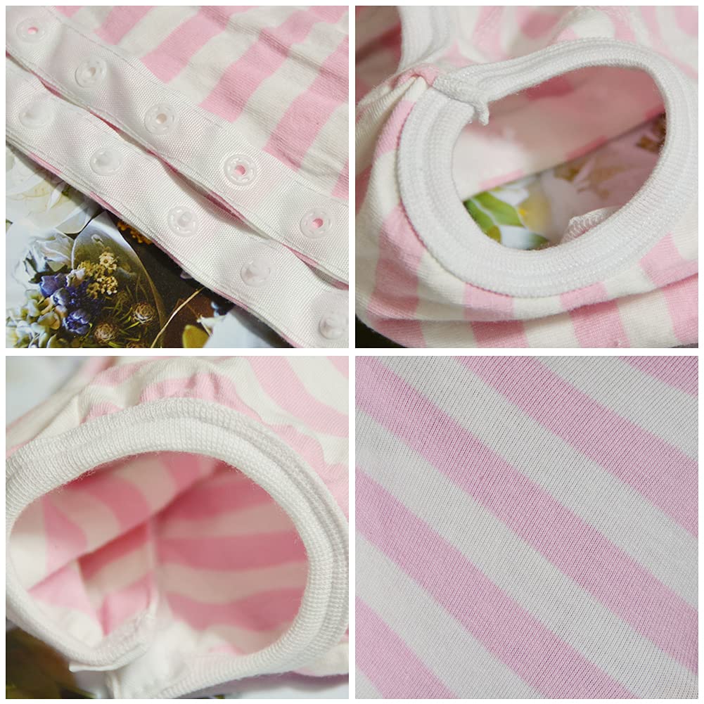 Dogs Recovery Suit Post Surgery Shirt For Female Male Dog, E-Collar Alternative Wound Protective Clothes (Pink White Stripe-Xl)
