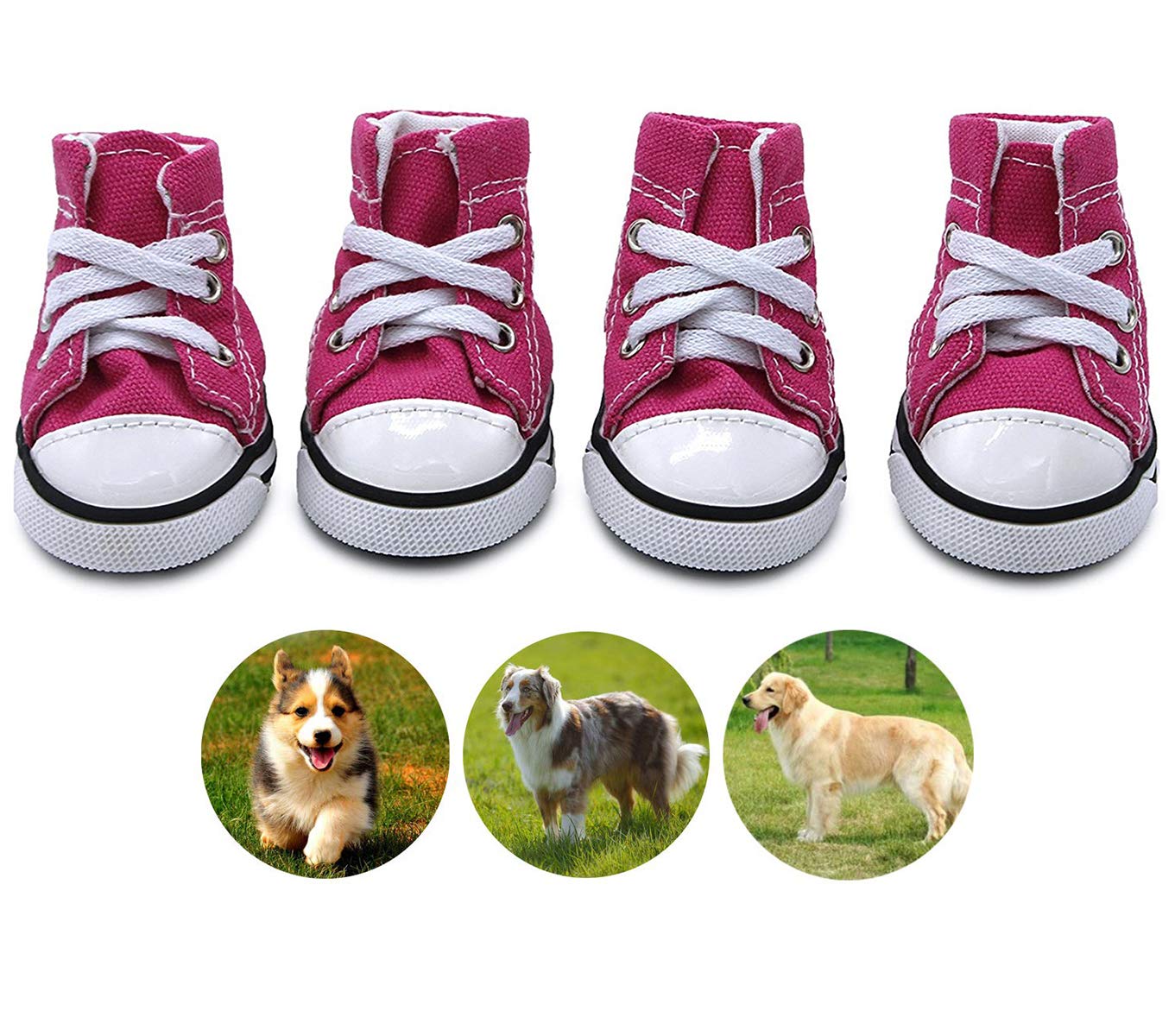 Abcgoodefg Pet Dog Puppy Canvas Sport Shoes Sneaker Boots, Outdoor Nonslip Causal Shoes Rubber Sole Soft Cotton Inner Fabric Shoes For Small Dog (#2(1.331.73), Pink)