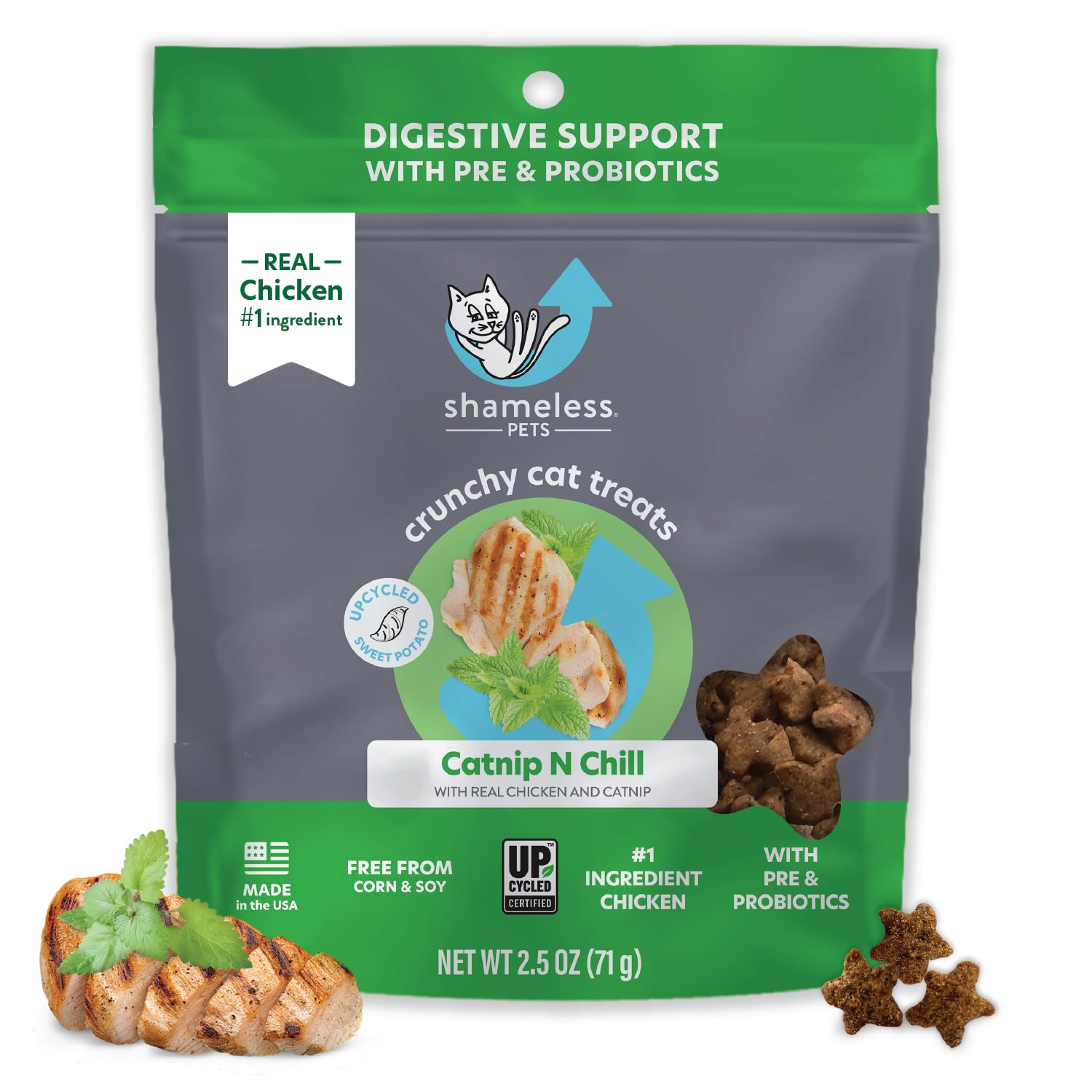 Shameless Pets Crunchy Cat Treats -?Catnip Treats for Cats with Digestive Support, Natural Ingredients Kitten Treats with Real C