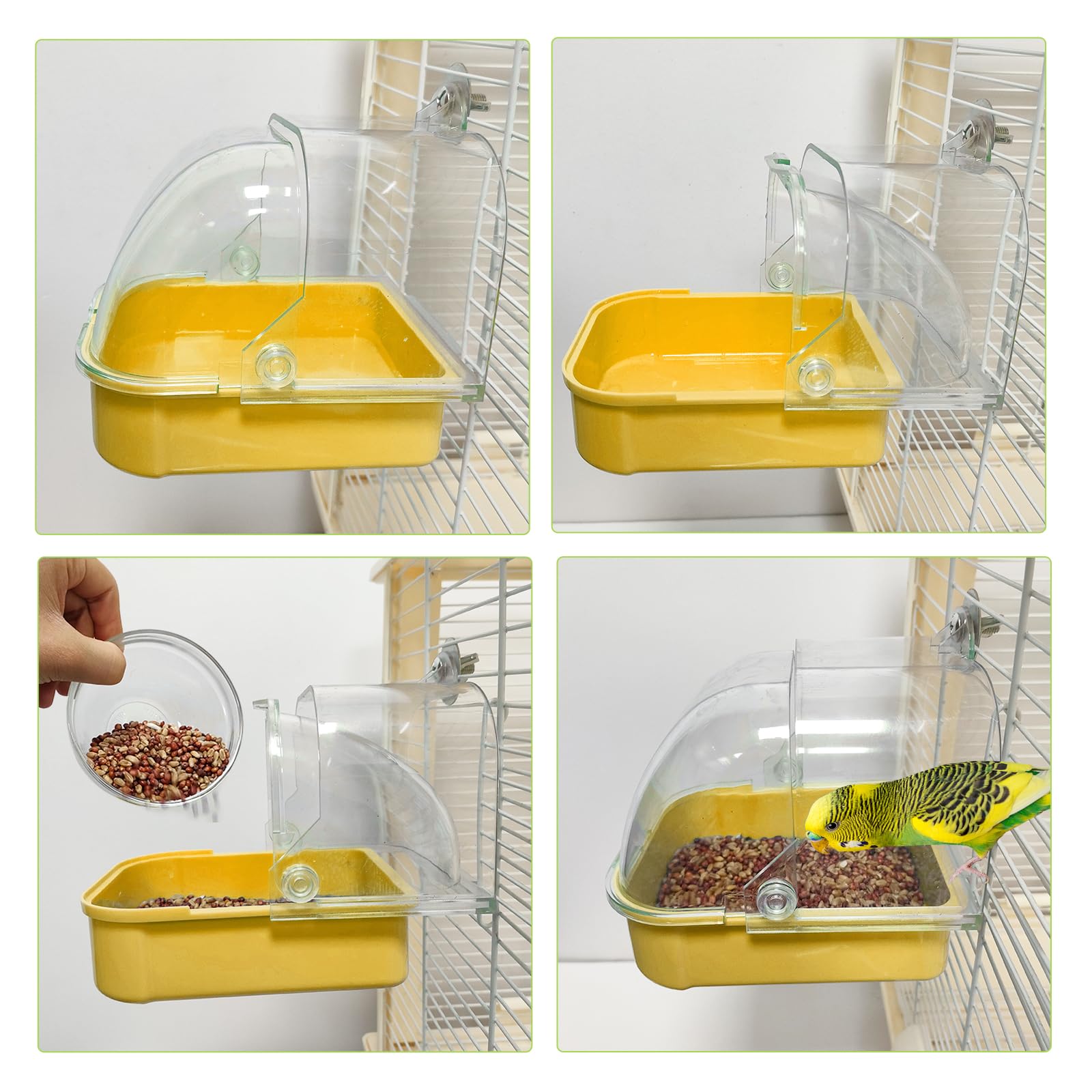 WQY GroceryShop Bird Bath for Cage, Cleaning Pet Supplies Cockatiel Bird Bathtub with Hanging Hooks for Little Bird Parrots Spac