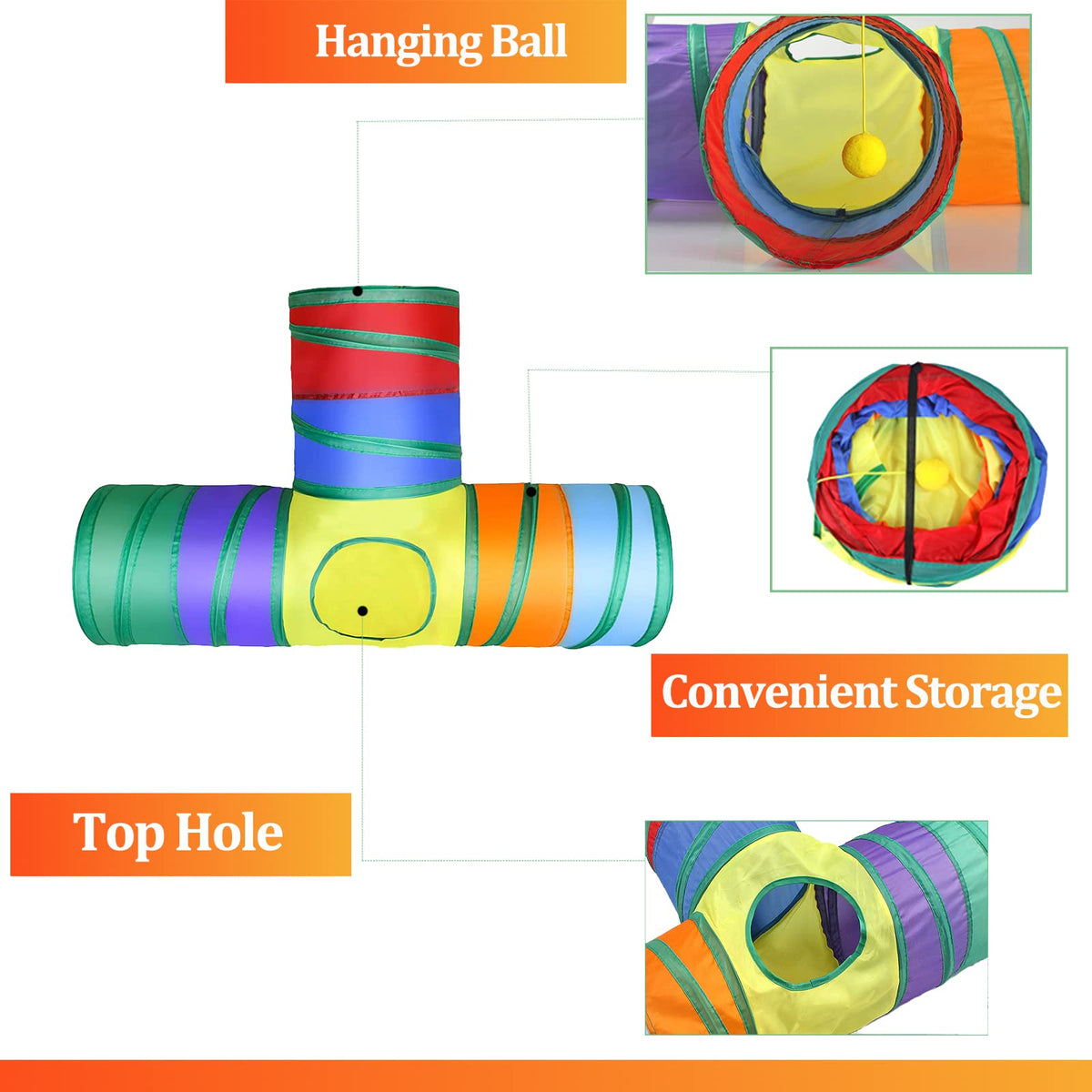 Hercocci Bunny Tunnels And Tubes, Collapsible Rabbit Hideout Tunnel Sm ...
