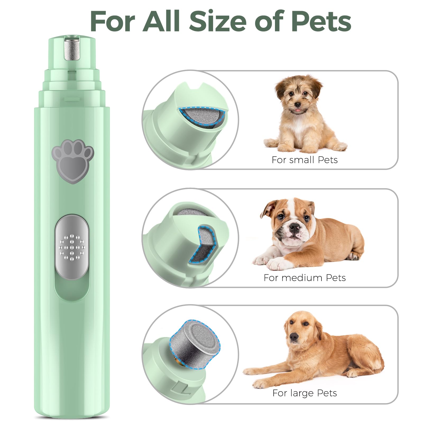 Viwik Dog Nail Grinder, 2-Speed Rechargeable Dog Nail Trimmers For Large Medium & Small Dogs, Upgrade Professional Electric Pet Paws Grooming, Quiet Puppy Grooming Tool, For Dogs Cats