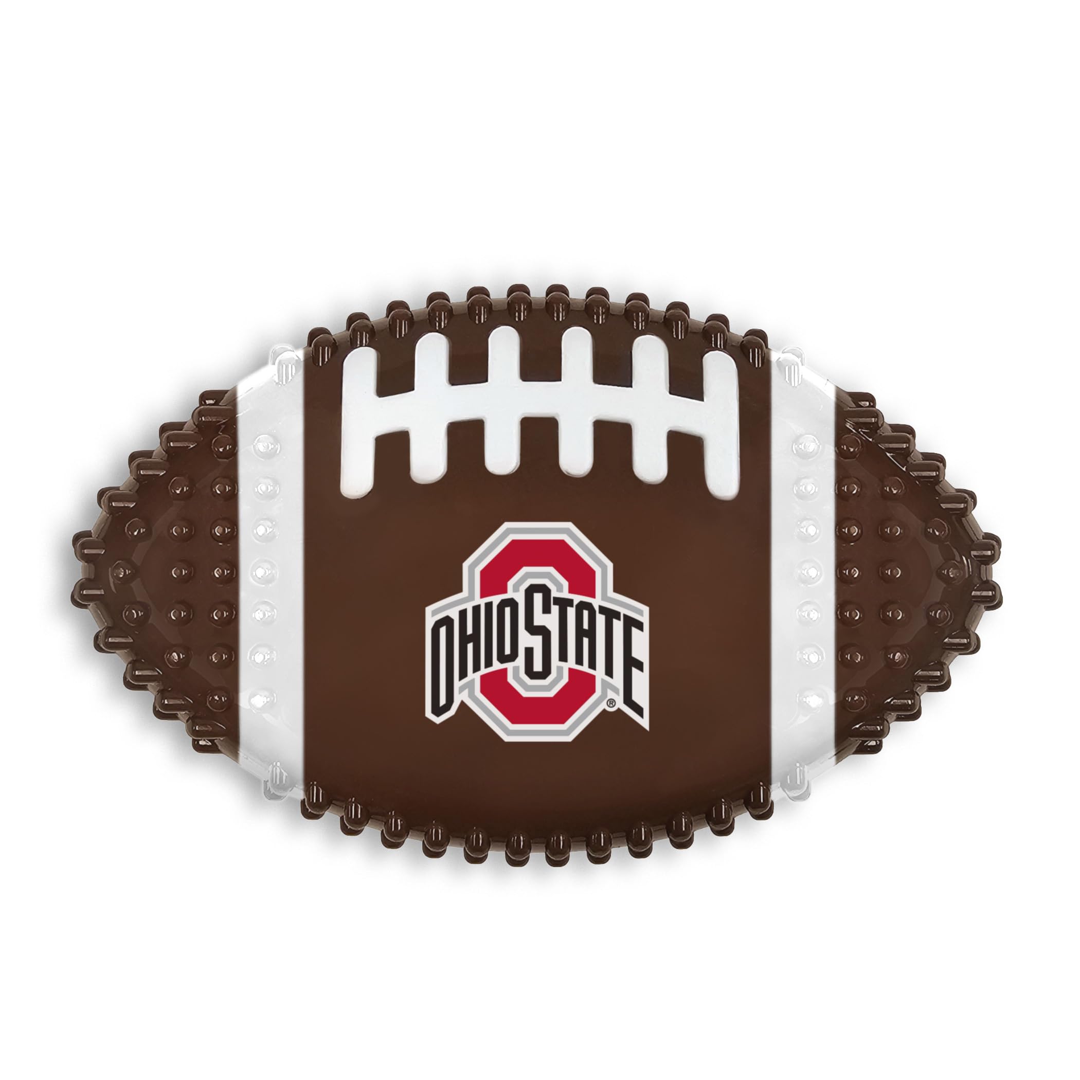 Ncaa Ohio State Buckeyes Mega-Chew Hard Nylon Bacon-Flavored Dog Bone Football Chew Toy. Interactive Tasty & Fun Dog Chew Toy. I