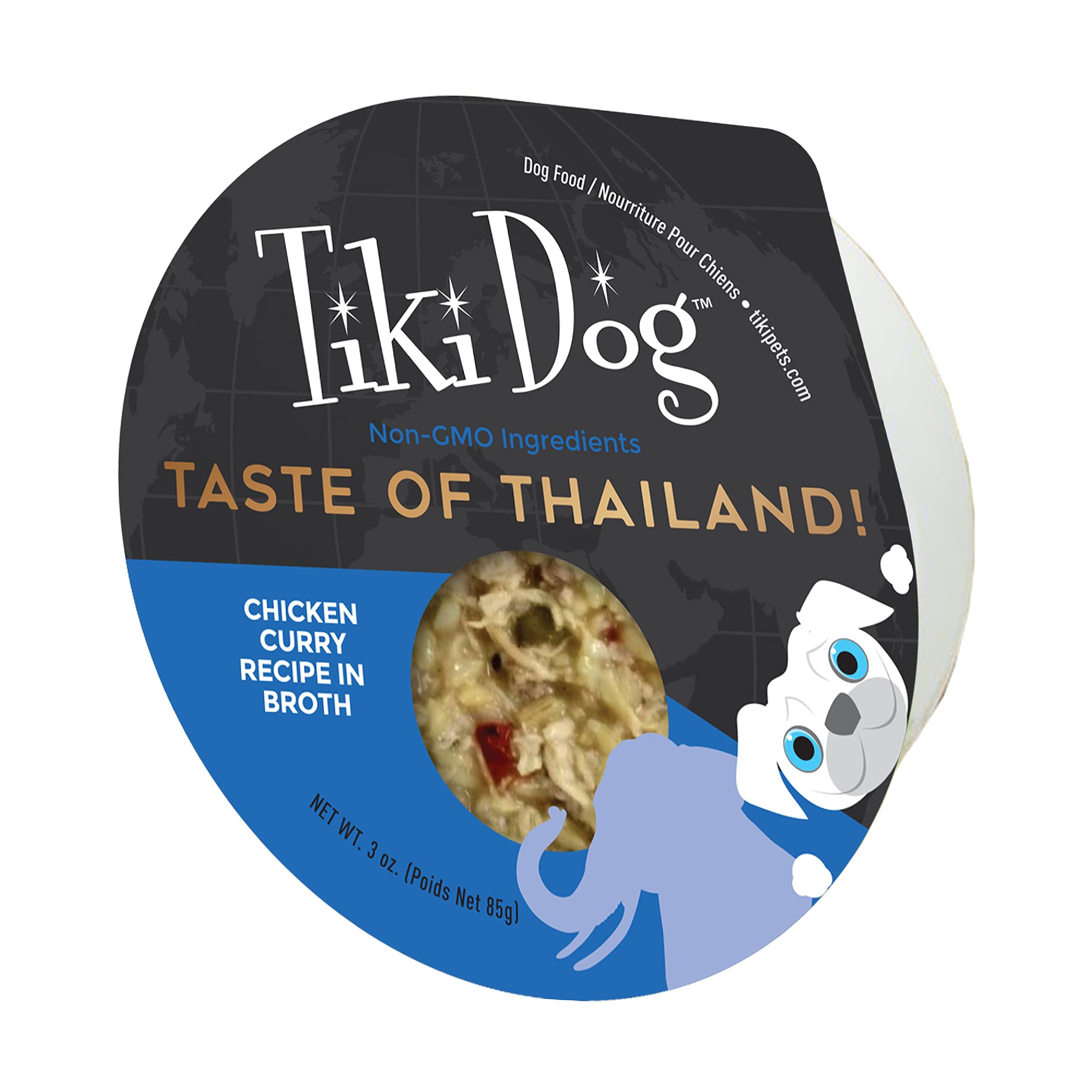 Tiki Dog Taste of The World - Dog Wet Food - Whole Foods - Thailand! Chicken Curry - 3 oz Cup