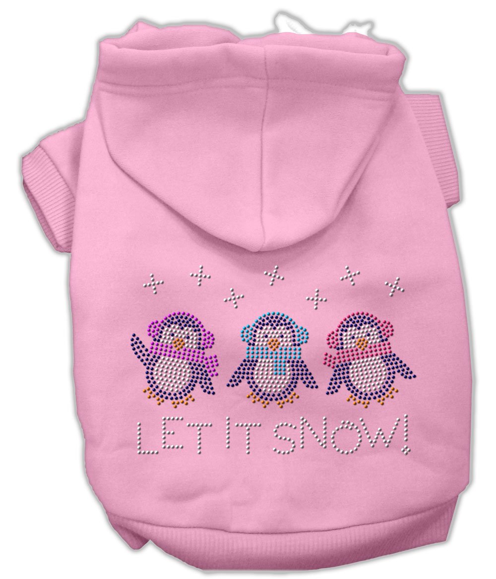 Mirage Pet Products 10-Inch Let it Snow Penguins Rhinestone Hoodie, Small, Pink