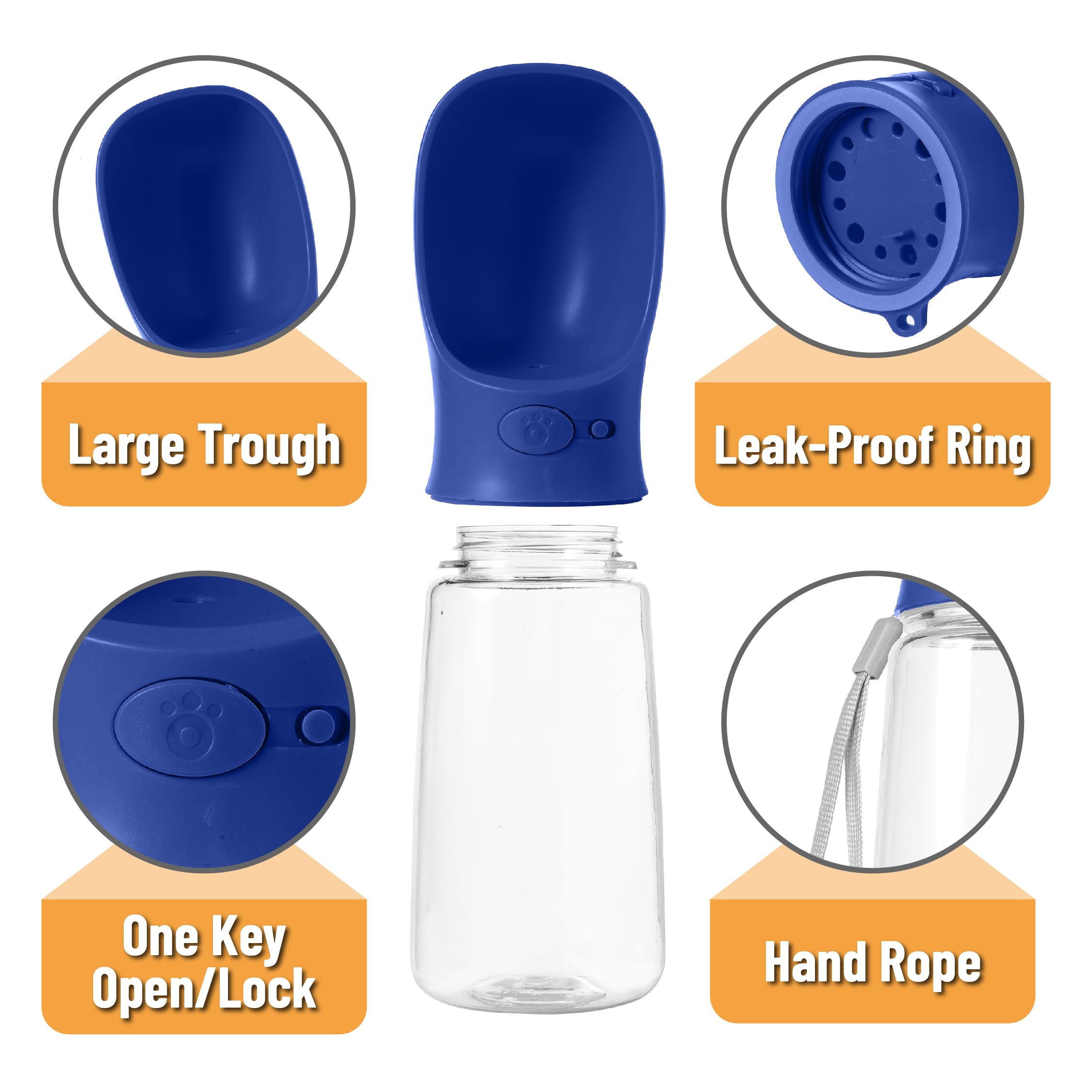 Mr. Pen- Dog Water Bottle, 19 oz, Large, Navy Blue, Portable Dog Water Bottle Dispenser, Dog Travel Water Bottle, Travel Dog Wat