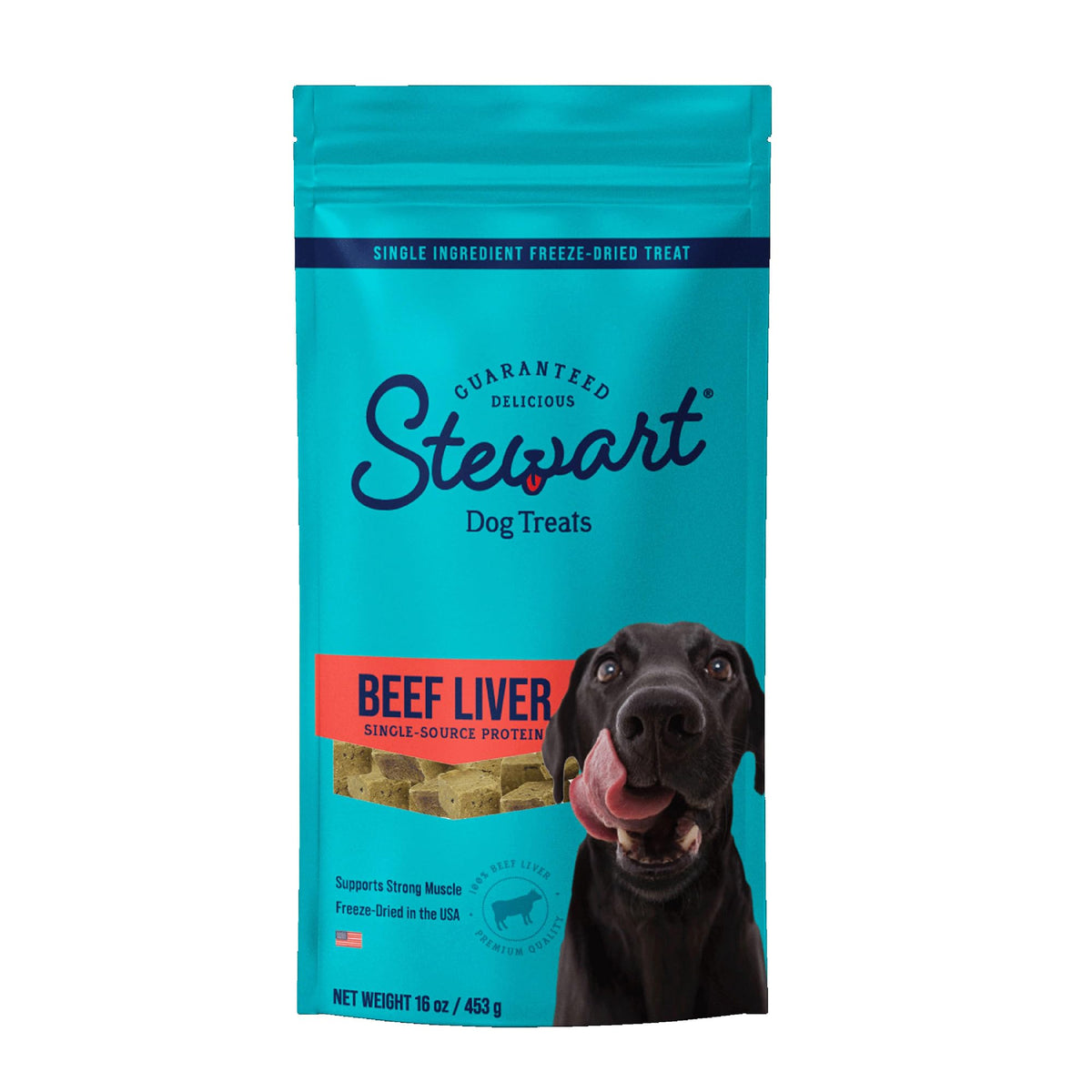 Stewart Freeze Dried Dog Treats, Beef Liver, Grain Free & Gluten Free, 16 Ounce Resealable Pouch, Single Ingredient, Made In Usa, Dog Training Treats