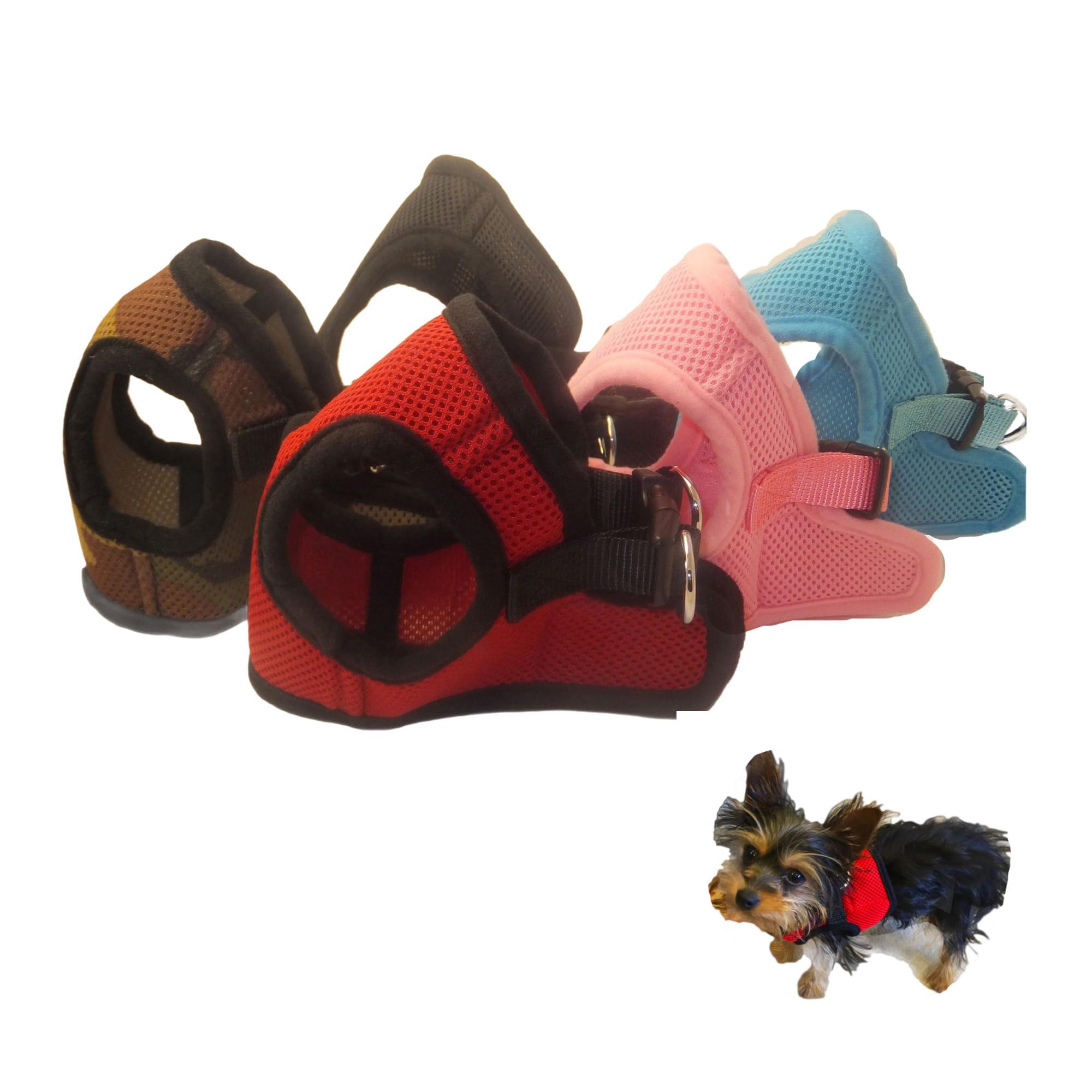 Snazzi Pet Soft Mesh Comfy Step In Dog Vest Harness Tiny Xs Small Dogs 2-16 Lbs Teacup Mini Toy Puppy (Red, Xs 9.5'-11.5' 2-4 Lbs)