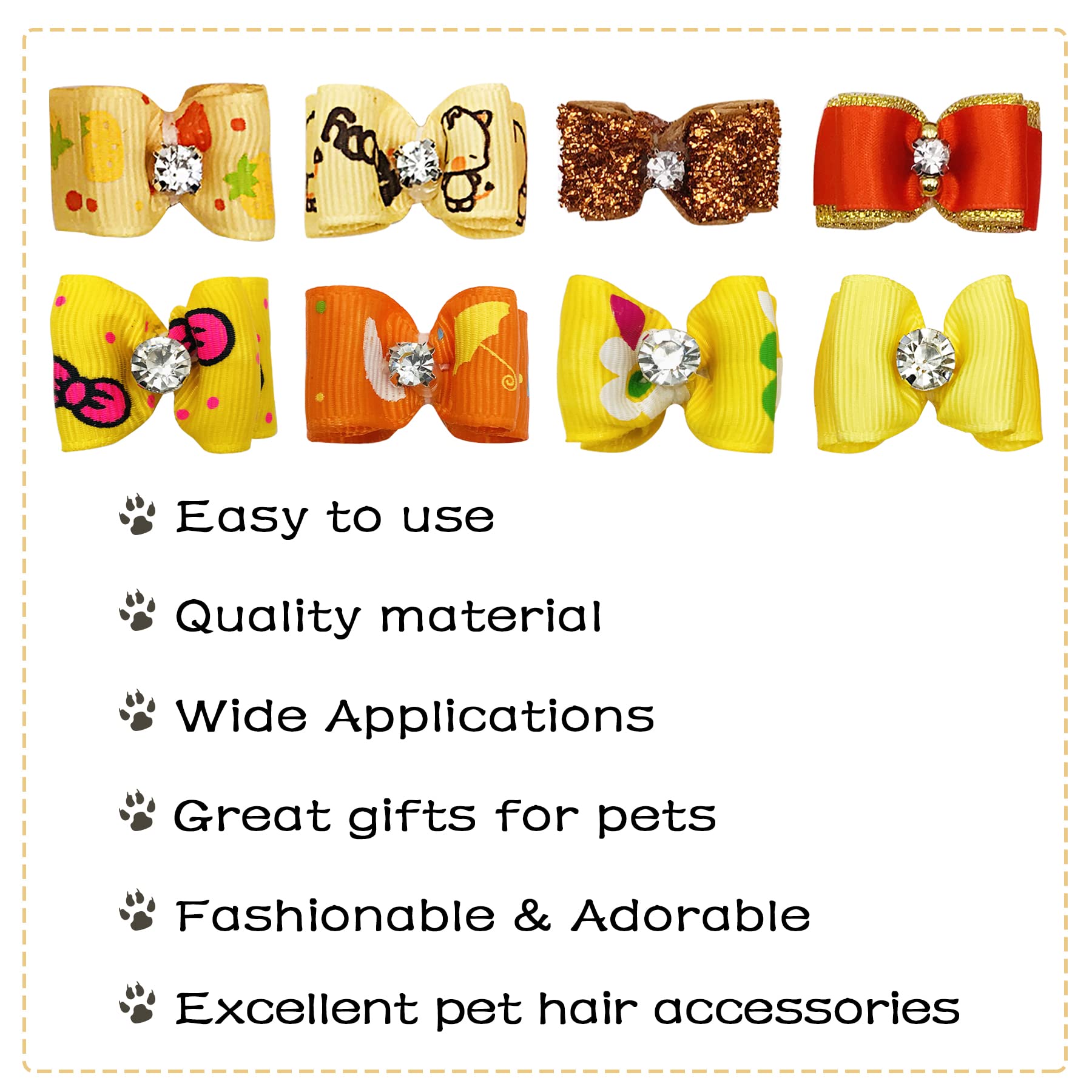 Pet Show Mixed Styles Pet Cat Puppy Topknot Small Dog Hair Bows With Rubber Bands Grooming Accessories Orange Pack Of 20