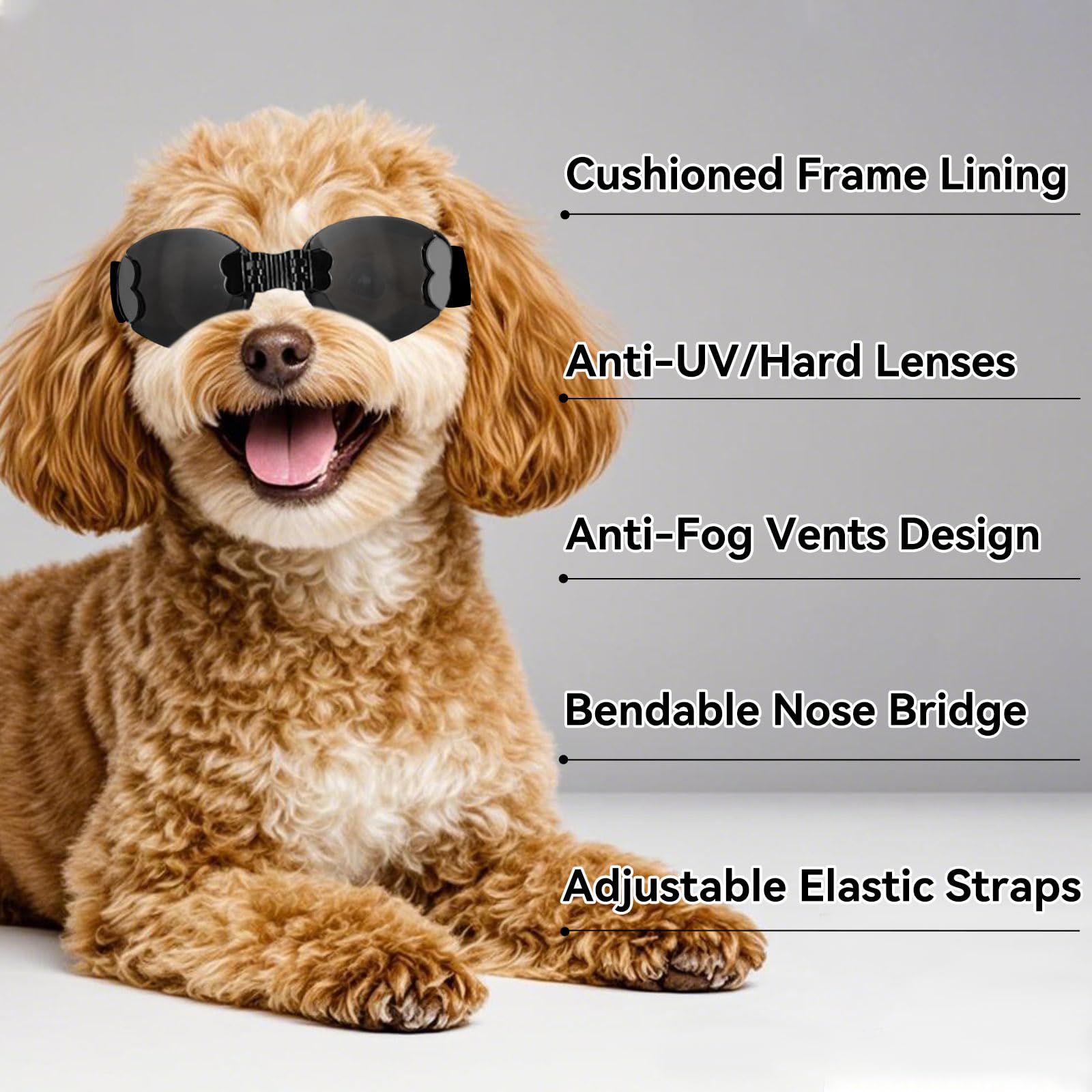 Namsan Dog Goggles Medium Breed, Uv Protection, Adjustable Nose Bridge, Anti-Fog Dog Sunglasses For Small To Medium Dogs, Outdoo