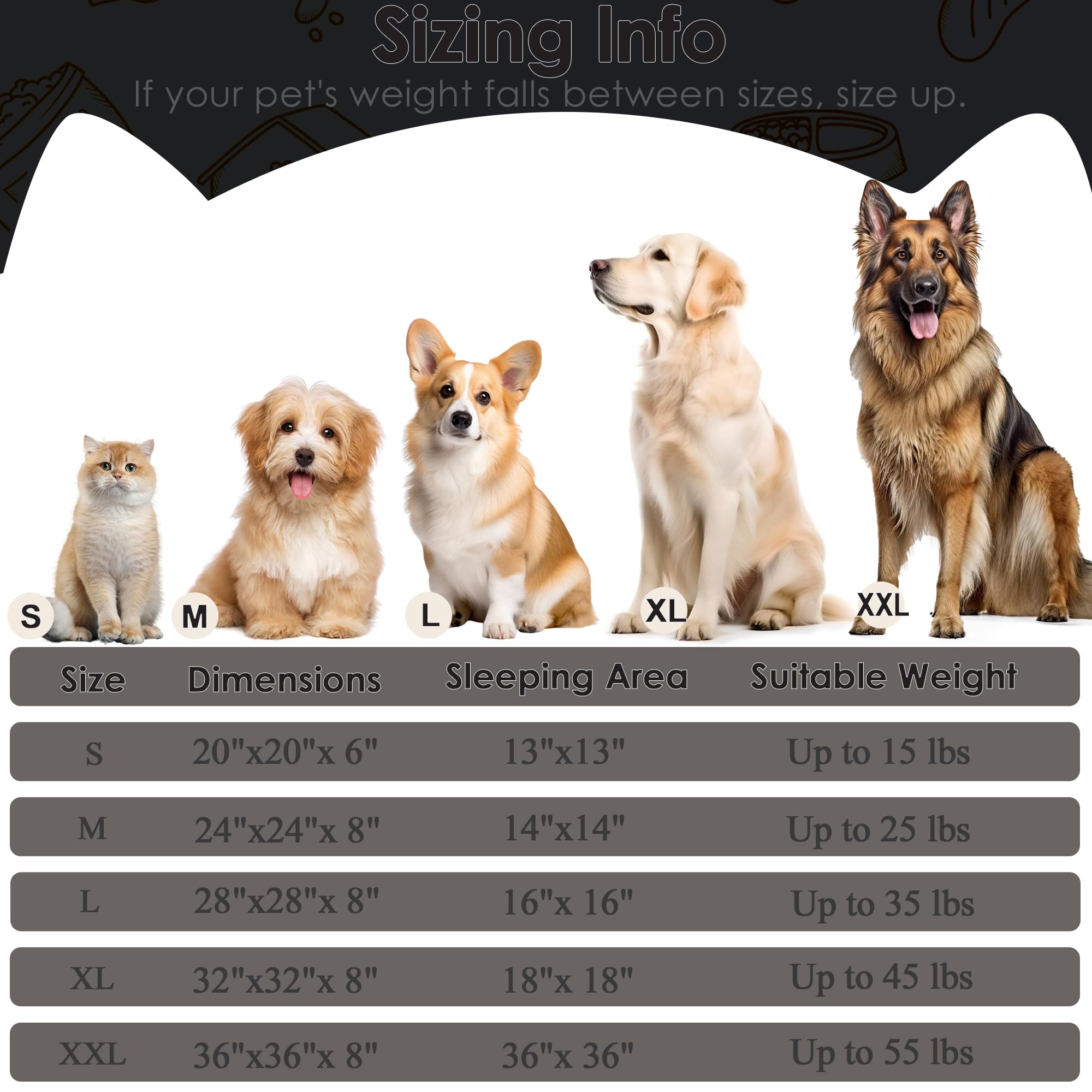 Dog Beds Large Sized Dog and Cats, 32in Pet Beds for Large Pet, Washable Indestructible Extra Large Dog Bed (Black)
