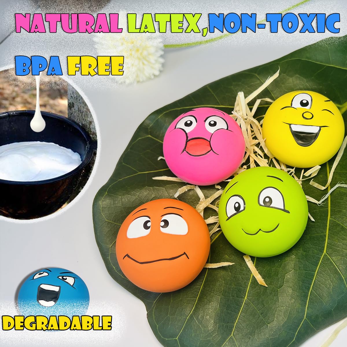 Pupattic Squeaky Dog Toys For Small Dogs, Flat Squeaky Dog Balls Small Dog Toy Ball, Latex Dog Squeaky Toys Ball 2.2''*2.2''*1.3