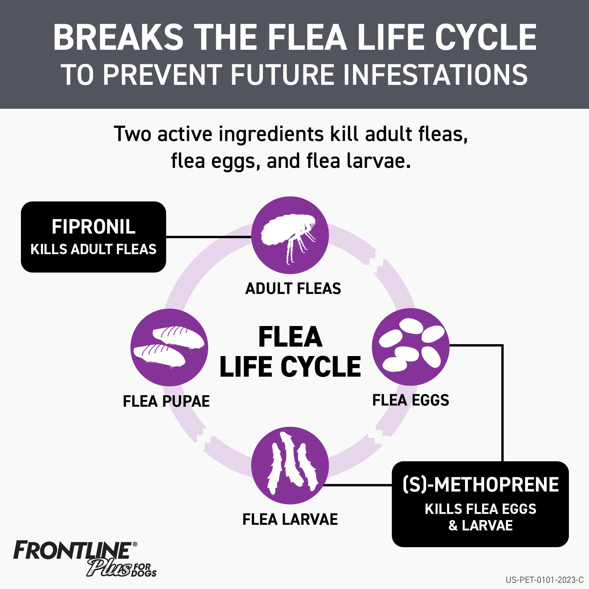 FRONTLINE Plus for Dogs Flea and Tick Treatment (Large Dog, 45-88 lbs.) 6 Doses (Purple Box)