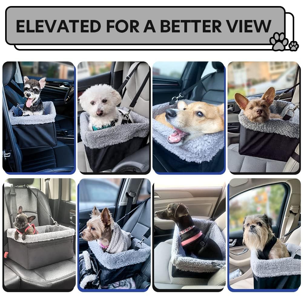 Novolab Dog Car Seat For Small Pets Under 20Lbs, Booster Seat With Metal Frame, Double-Layer Oxford Fabric, Safety Leash For Dogs And Cats