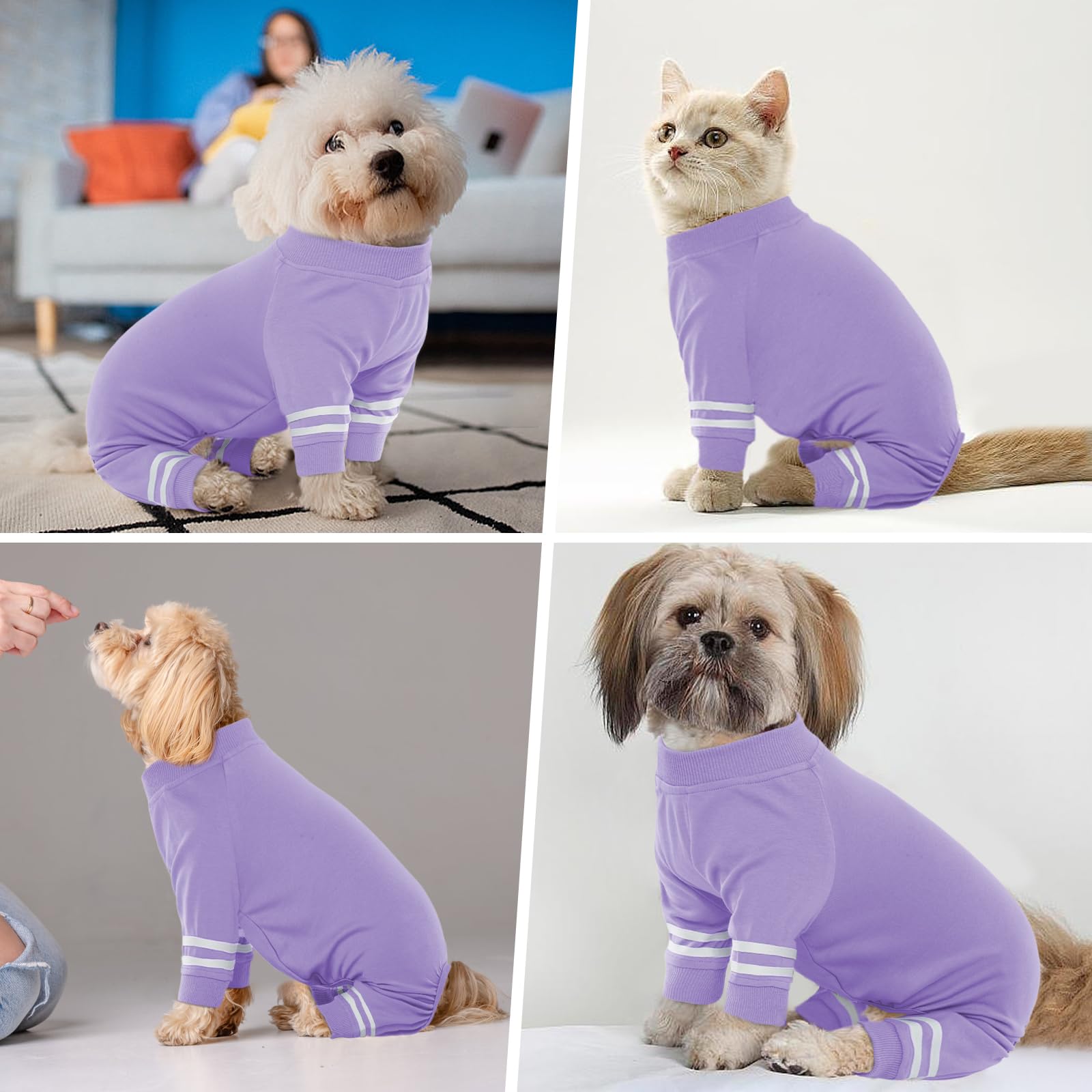 Brkurleg Soft Stretchable Pajamas For Small Dogs And Cats - 4 Legs Onesie Pjs, Recovery Suit, Breathable Jammies For Boys And Gi