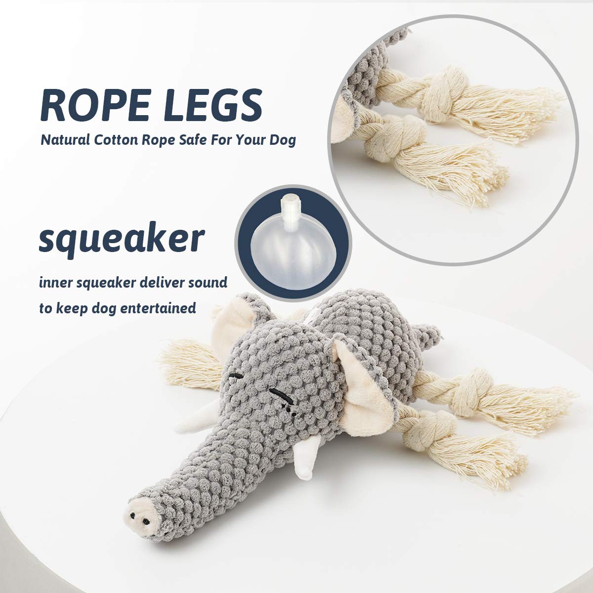 Kol Plush Squeaky Interactive Puppy Dog Toys With Crinkle Paper, Durable Chew Toys For Small And Medium Dogs With Elephant Shape