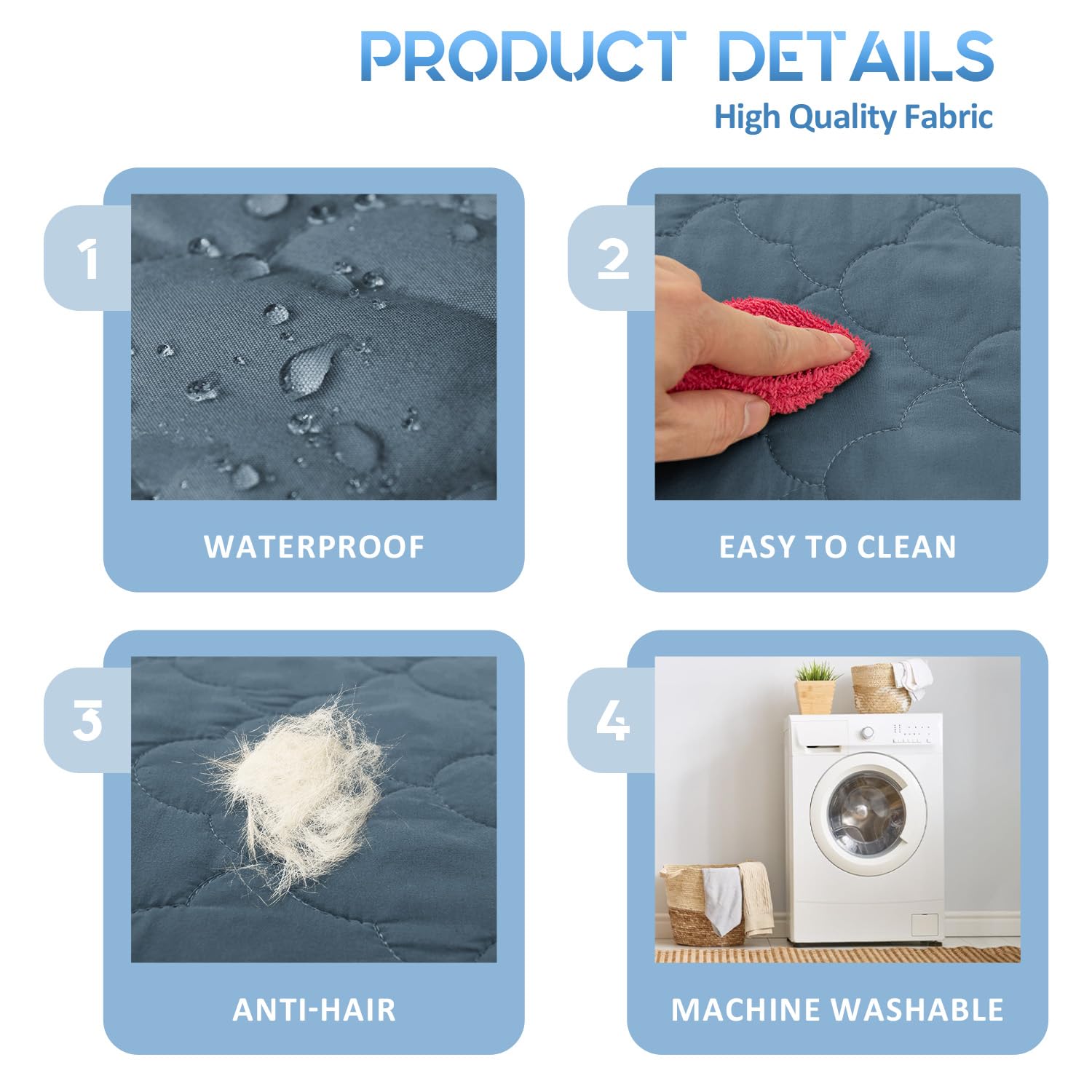 CHHKON Dog Bed Covers Replacement Washable Waterproof Pet Puppy Bed Cover for Dog(Blue,41x29x6 inch)