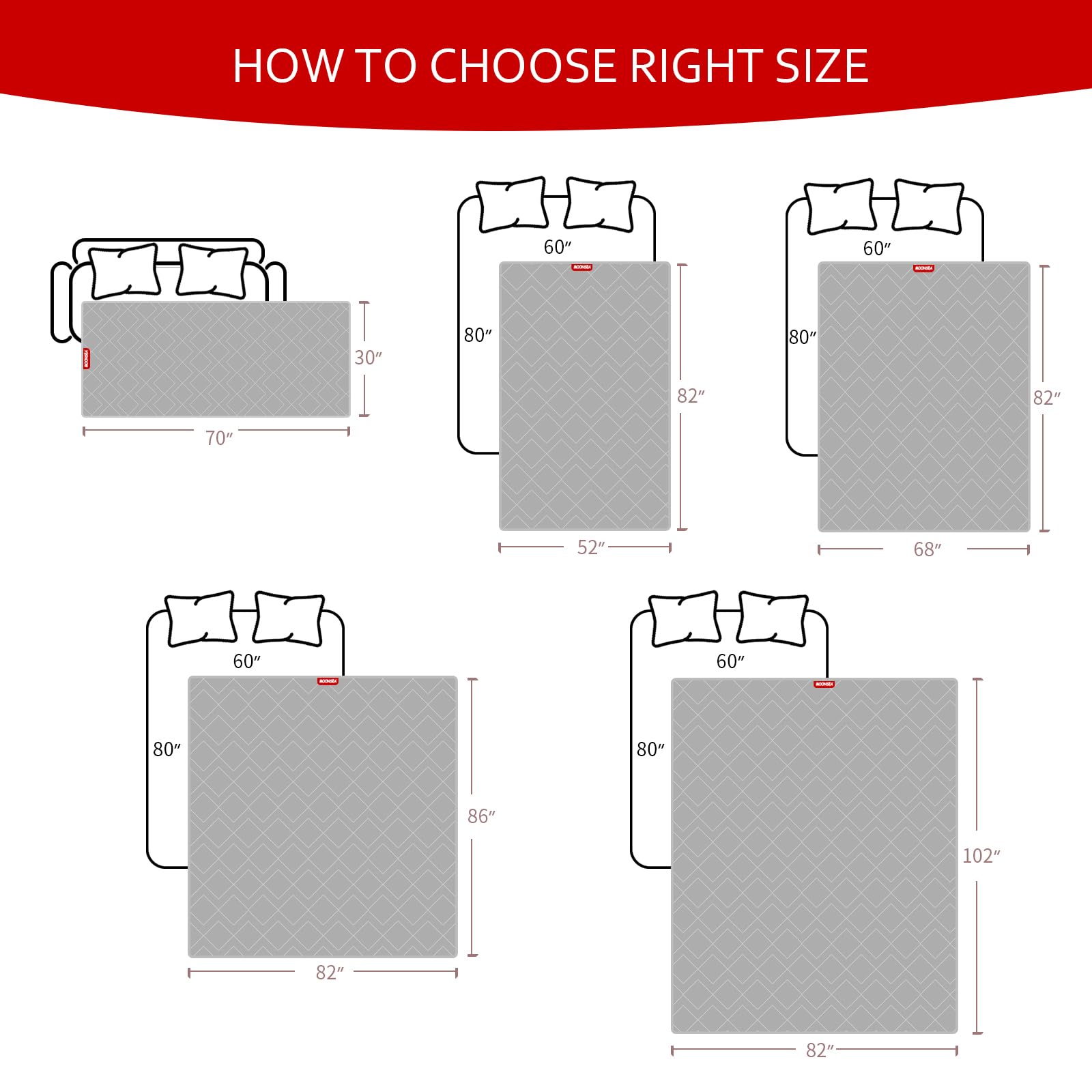 Moonsea Waterproof Couch Cover for Dogs Antislip Washable Blanket Bed Cover Pet Sofa Couch Furniture Protector Cover for Kids Ch