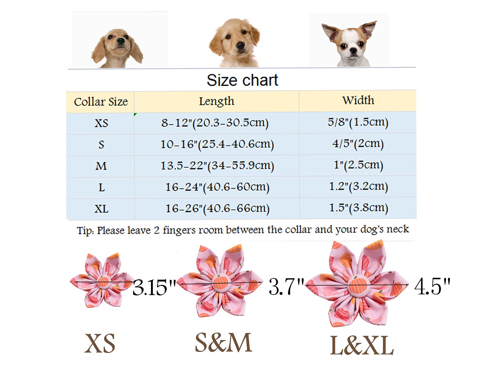 Aring Pet Dog Collar With Flower, Dog Collar With Detachable Flower, Adjustable & Nice Halloween Pink Pumpkin Dog Collar With Metal Buckle