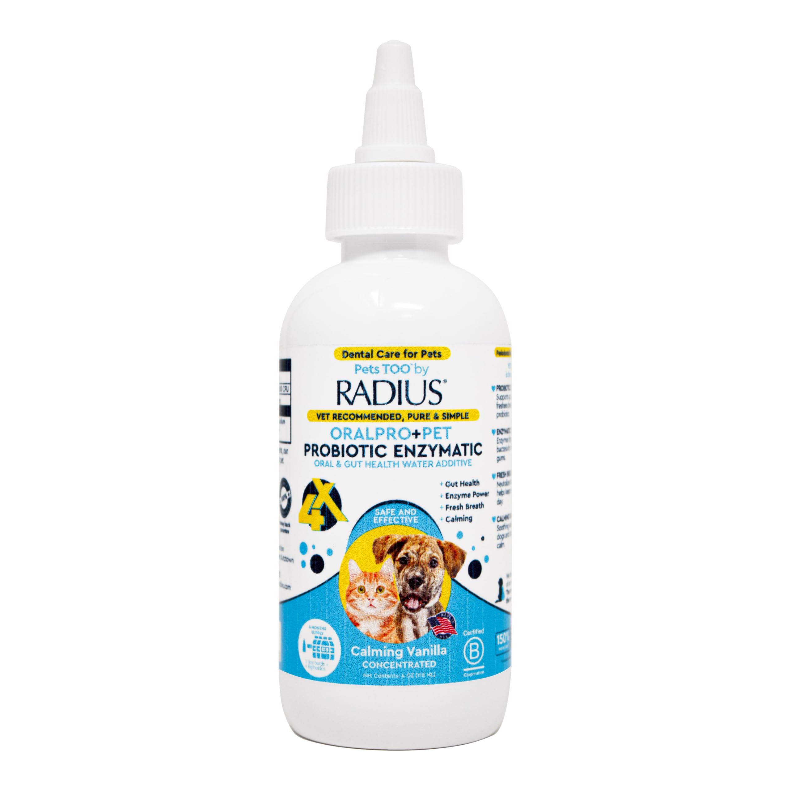RADIUS OralPro+ Pet Probiotic Dental Water Additive (Enzymatic), Concentrate, 4 OZ