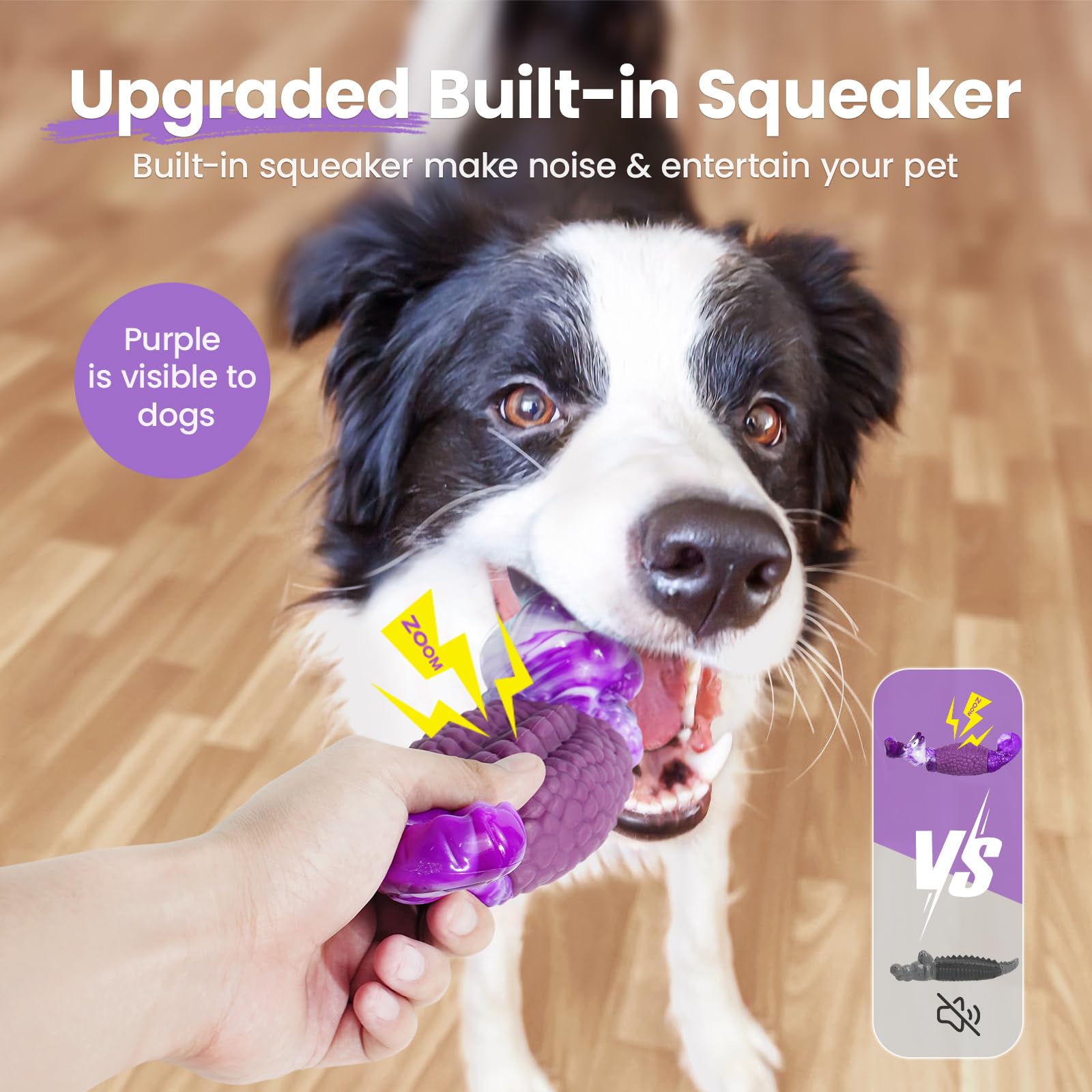 HGB Tough Dog Chew Toys for Aggressive Chewers, Squeaky Indestructible Dog Toy to Keep Them Busy & Reduce Boredom for Medium, La