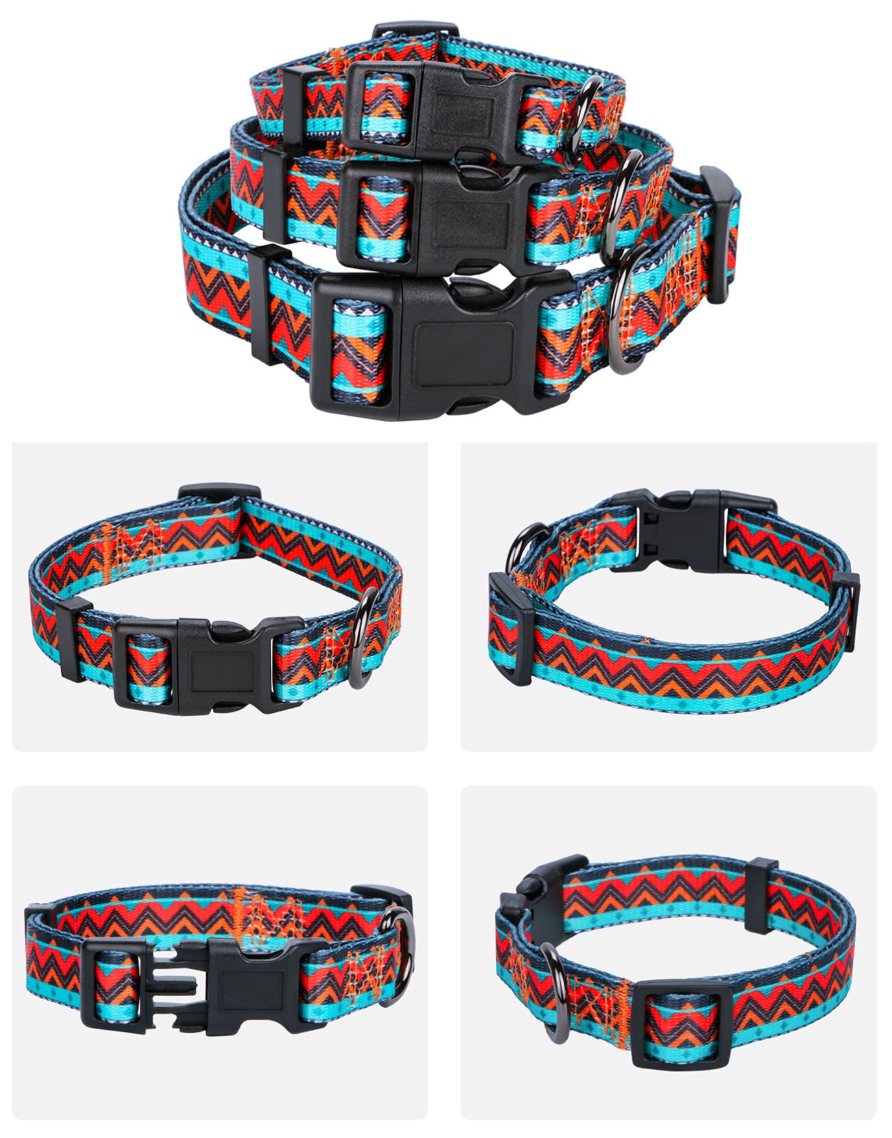 Rhea Rose Tribal Dog Collar Aztec Pattern Adjustable Collars Large Geometric