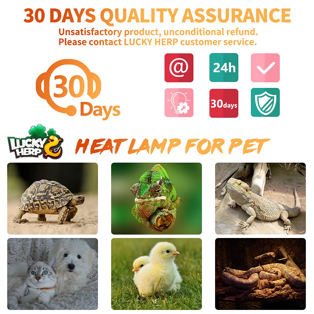 Lucky Herp 75W Ceramic Heat Emitter, Reptile Heat Bulbs, Ceramic Heat Lamp For Reptiles, Amphibian, Chicken, Dog, Cat (2-Pack)