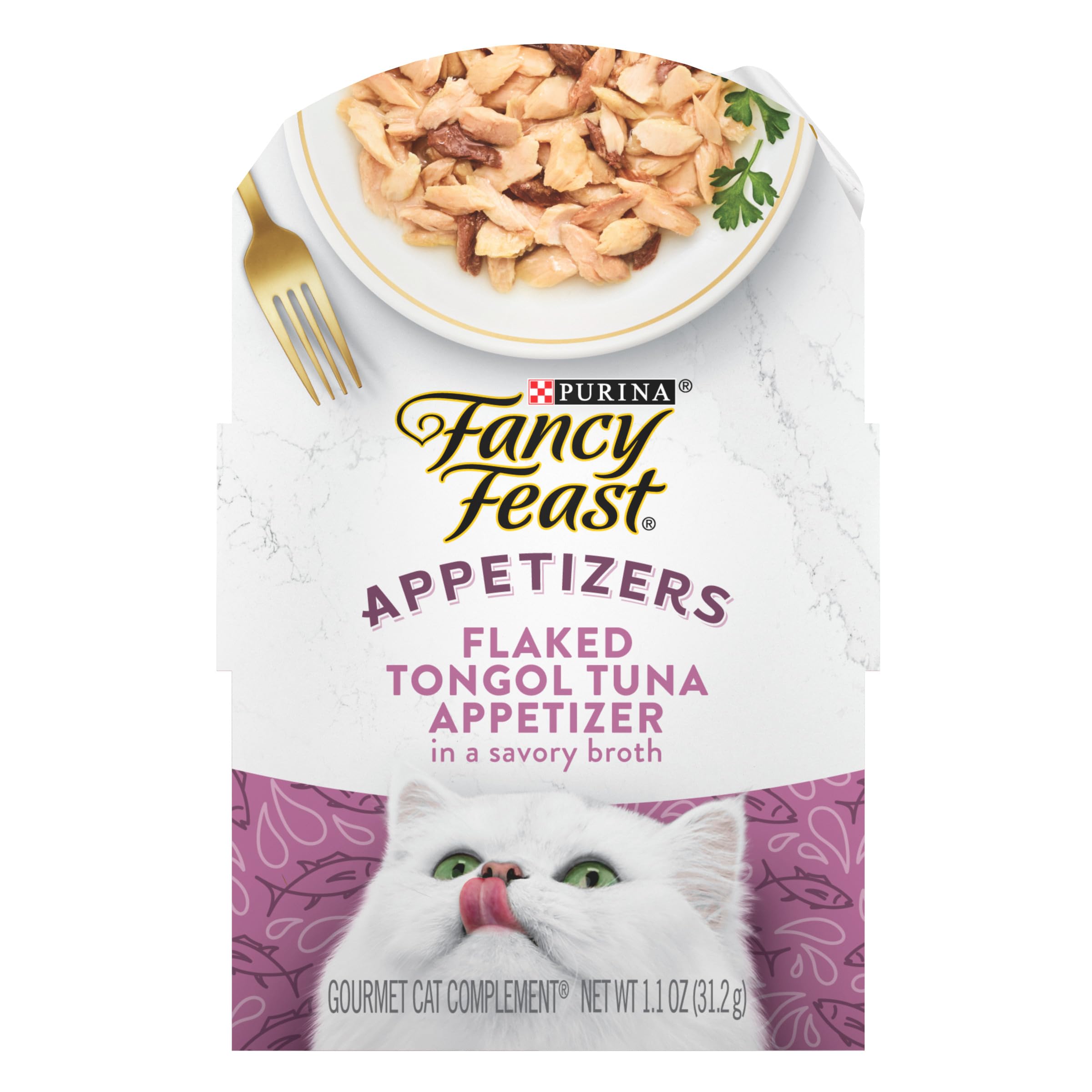 Purina Fancy Feast Appetizers Grain Free Cat Food Flaked Tongol Tuna Appetizer Lickable Cat Food Topper - (Pack of 10) 1.1 oz. T